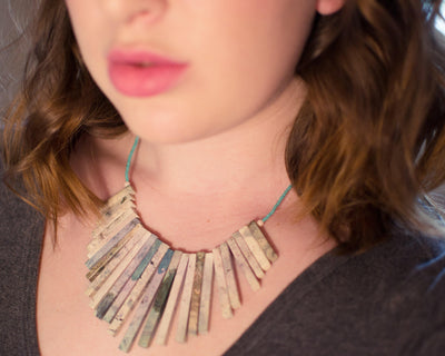 Amazonite and Turquoise Seed Bead Goddess Necklace by Vintage Meet Modern - Vintage Meet Modern Vintage Jewelry - Chicago, Illinois - #oldhollywoodglamour #vintagemeetmodern #designervintage #jewelrybox #antiquejewelry #vintagejewelry