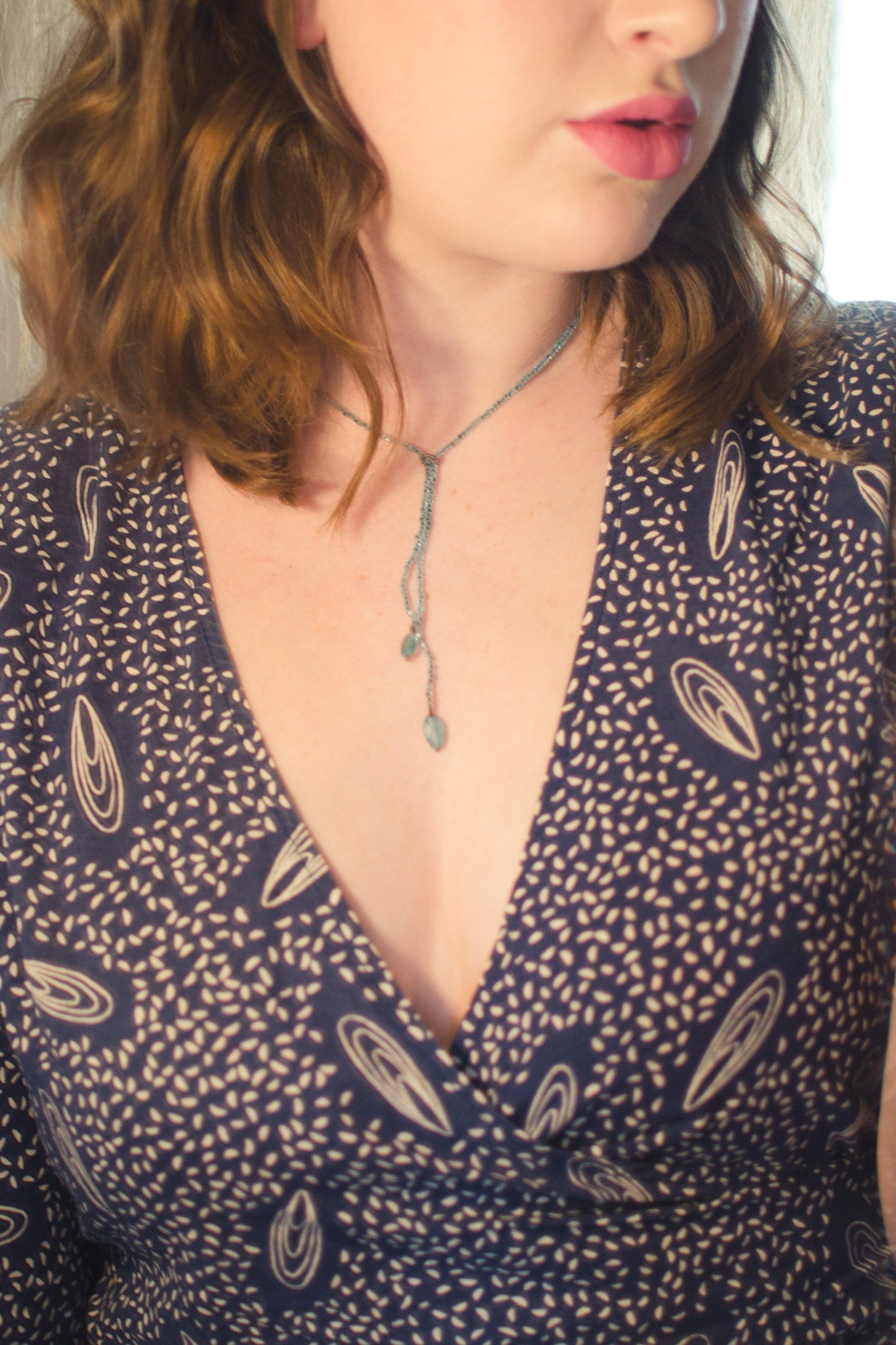 Dana Kellin Blue Topaz Lavalier Necklace by Dana Kellin - Vintage Meet Modern Vintage Jewelry - Chicago, Illinois - #oldhollywoodglamour #vintagemeetmodern #designervintage #jewelrybox #antiquejewelry #vintagejewelry