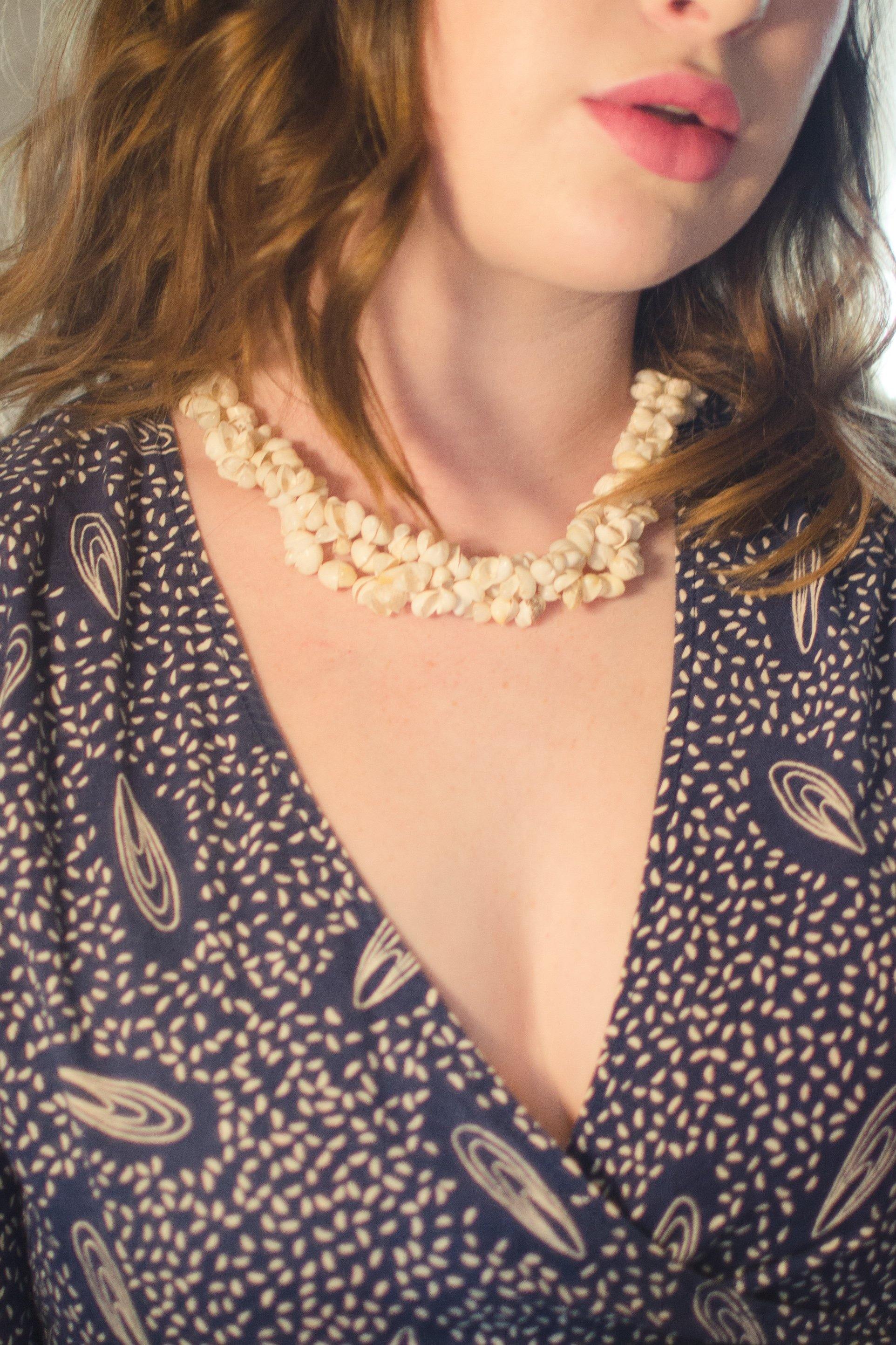 White Triple Strand Shell Necklace by Vintage Meet Modern - Vintage Meet Modern Vintage Jewelry - Chicago, Illinois - #oldhollywoodglamour #vintagemeetmodern #designervintage #jewelrybox #antiquejewelry #vintagejewelry