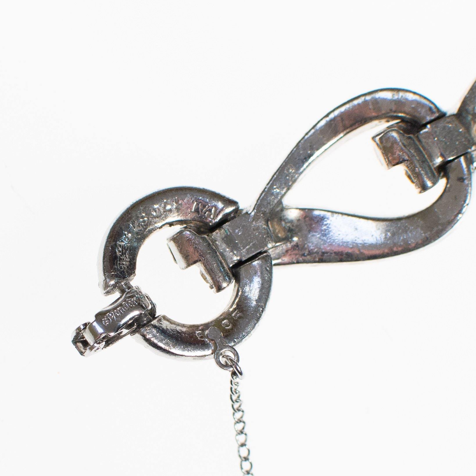 Vintage Vendome Art Deco Rhinestone Diamante Crystal Bracelet in Silver Tone by Vintage Meet Modern - Vintage Meet Modern Vintage Jewelry - Chicago, Illinois - #oldhollywoodglamour #vintagemeetmodern #designervintage #jewelrybox #antiquejewelry #vintagejewelry