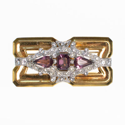 Vintage McClelland Barclay Brooch with Amethyst Crystal and Diamante Rhinestones by McClelland and Barclay - Vintage Meet Modern Vintage Jewelry - Chicago, Illinois - #oldhollywoodglamour #vintagemeetmodern #designervintage #jewelrybox #antiquejewelry #vintagejewelry