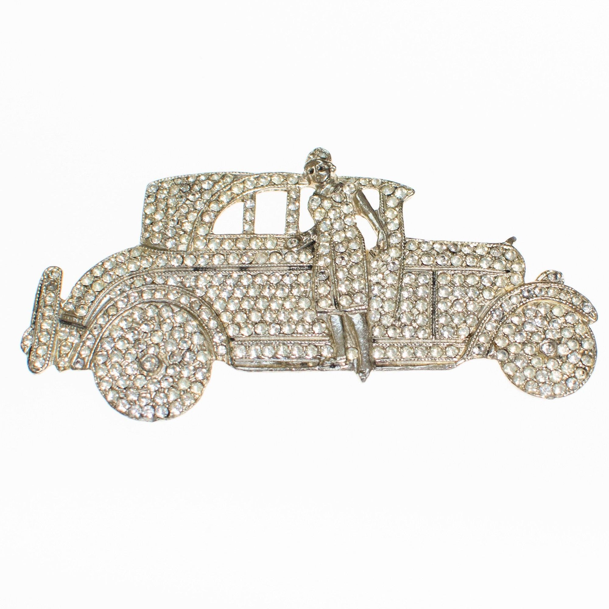 Vintage Polcini Flapper with Car Diamante Rhinestone Brooch by Vintage Meet Modern - Vintage Meet Modern Vintage Jewelry - Chicago, Illinois - #oldhollywoodglamour #vintagemeetmodern #designervintage #jewelrybox #antiquejewelry #vintagejewelry