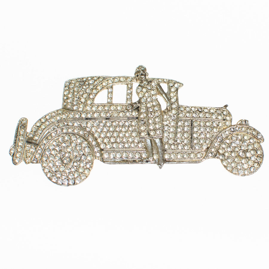 Vintage Polcini Flapper with Car Diamante Rhinestone Brooch by Vintage Meet Modern - Vintage Meet Modern Vintage Jewelry - Chicago, Illinois - #oldhollywoodglamour #vintagemeetmodern #designervintage #jewelrybox #antiquejewelry #vintagejewelry
