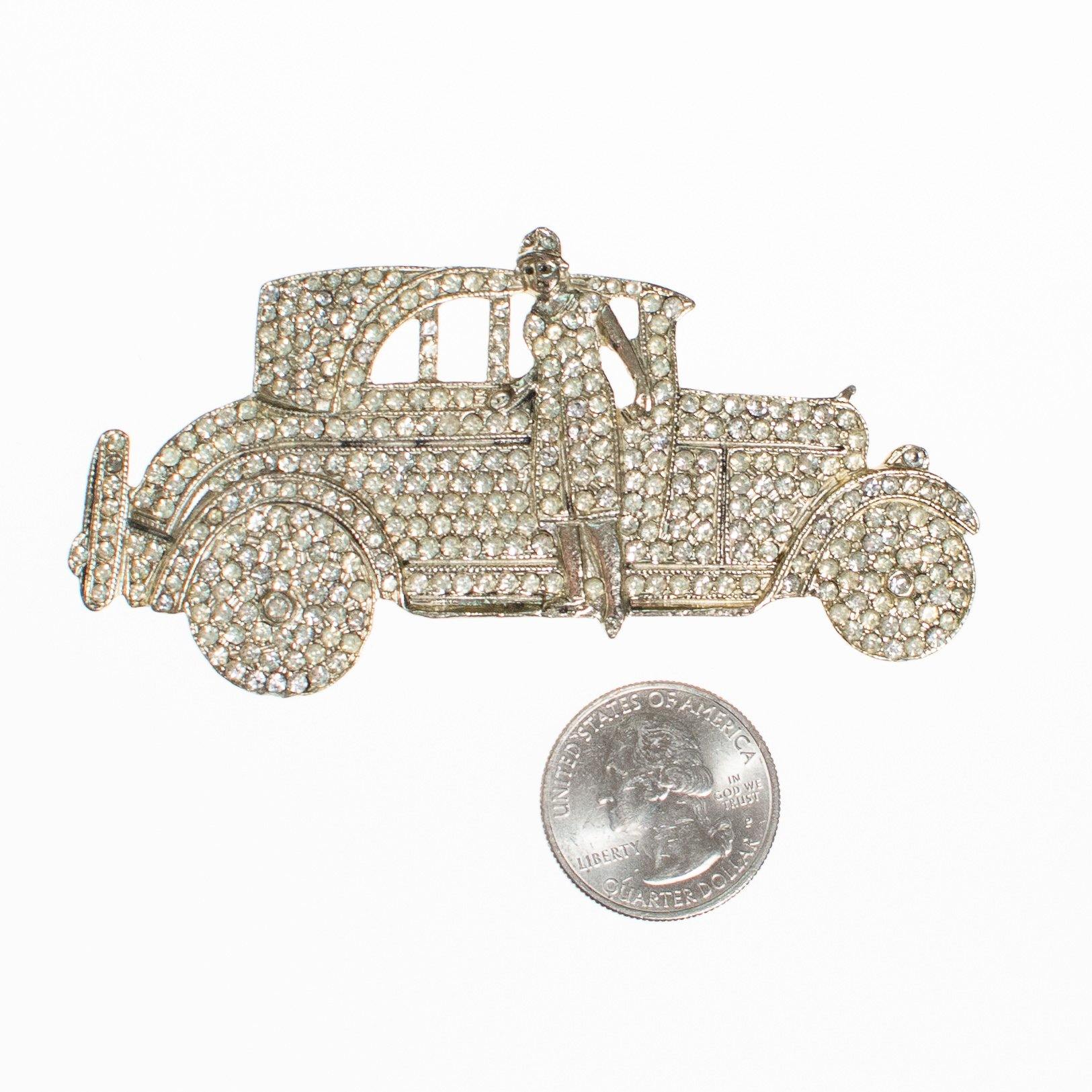 Vintage Polcini Flapper with Car Diamante Rhinestone Brooch by Vintage Meet Modern - Vintage Meet Modern Vintage Jewelry - Chicago, Illinois - #oldhollywoodglamour #vintagemeetmodern #designervintage #jewelrybox #antiquejewelry #vintagejewelry