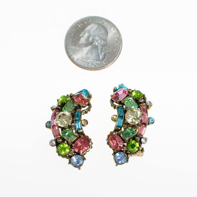 Vintage Hollycraft Pastel Rhinestone Earrings by Vintage Meet Modern - Vintage Meet Modern Vintage Jewelry - Chicago, Illinois - #oldhollywoodglamour #vintagemeetmodern #designervintage #jewelrybox #antiquejewelry #vintagejewelry