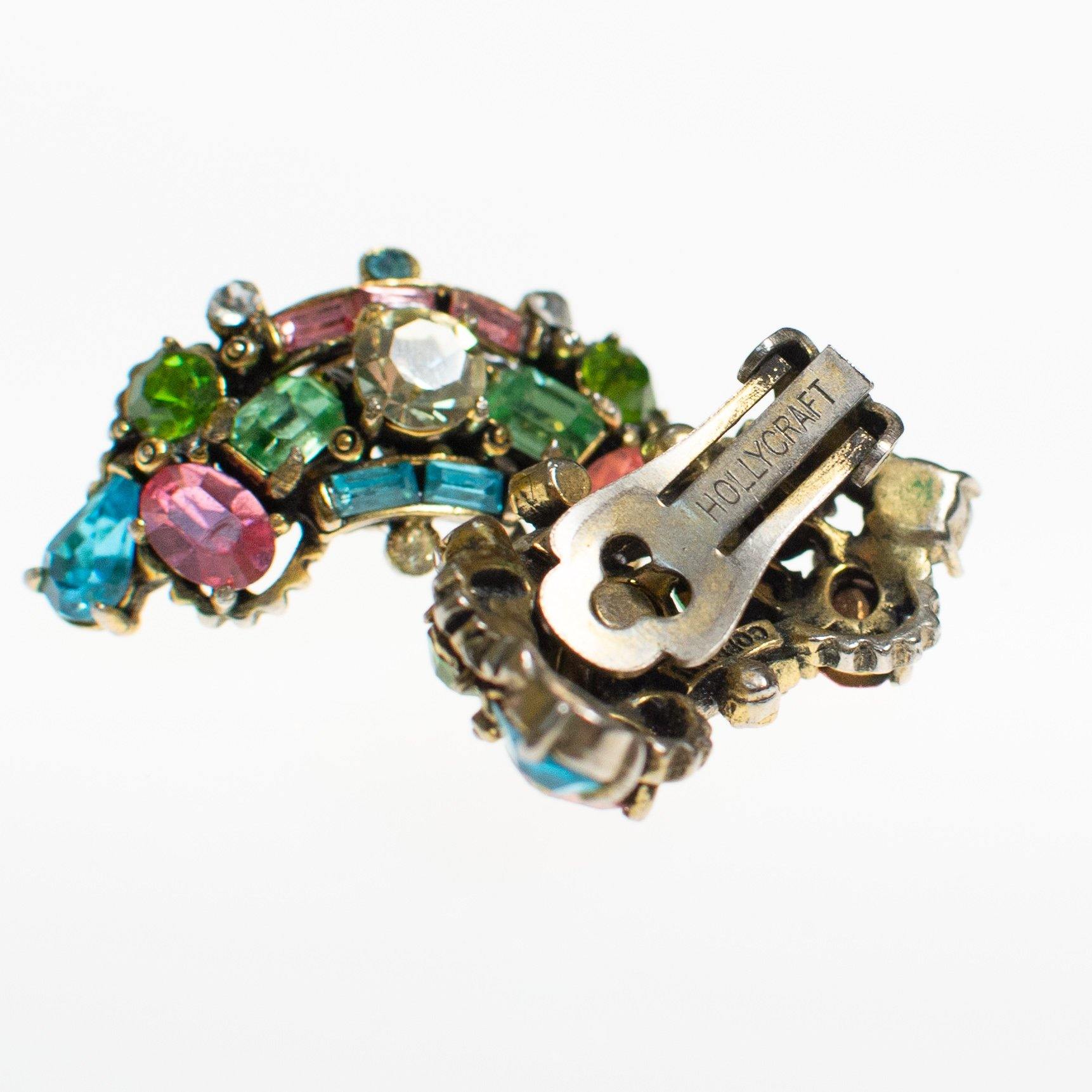 Vintage Hollycraft Pastel Rhinestone Earrings by Vintage Meet Modern - Vintage Meet Modern Vintage Jewelry - Chicago, Illinois - #oldhollywoodglamour #vintagemeetmodern #designervintage #jewelrybox #antiquejewelry #vintagejewelry