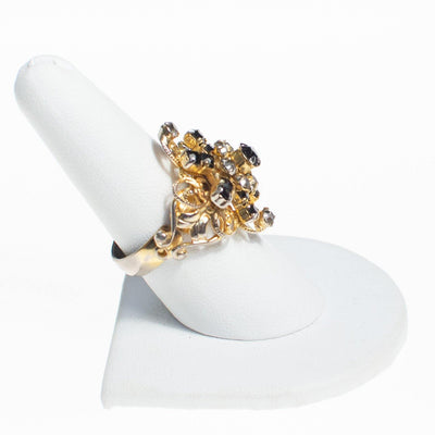 Vintage Jet and Smoke Crystal Statement Ring by Vintage Meet Modern - Vintage Meet Modern Vintage Jewelry - Chicago, Illinois - #oldhollywoodglamour #vintagemeetmodern #designervintage #jewelrybox #antiquejewelry #vintagejewelry