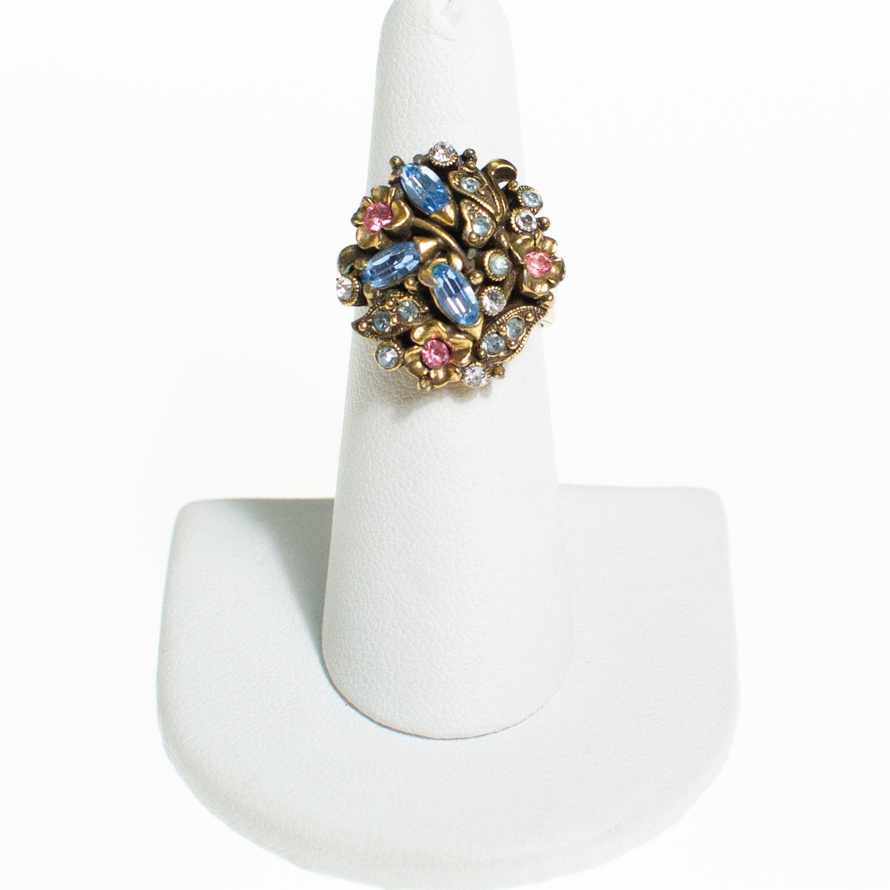 Vintage Hollycraft Pastel Rhinestone Ring by Hollycraft - Vintage Meet Modern Vintage Jewelry - Chicago, Illinois - #oldhollywoodglamour #vintagemeetmodern #designervintage #jewelrybox #antiquejewelry #vintagejewelry