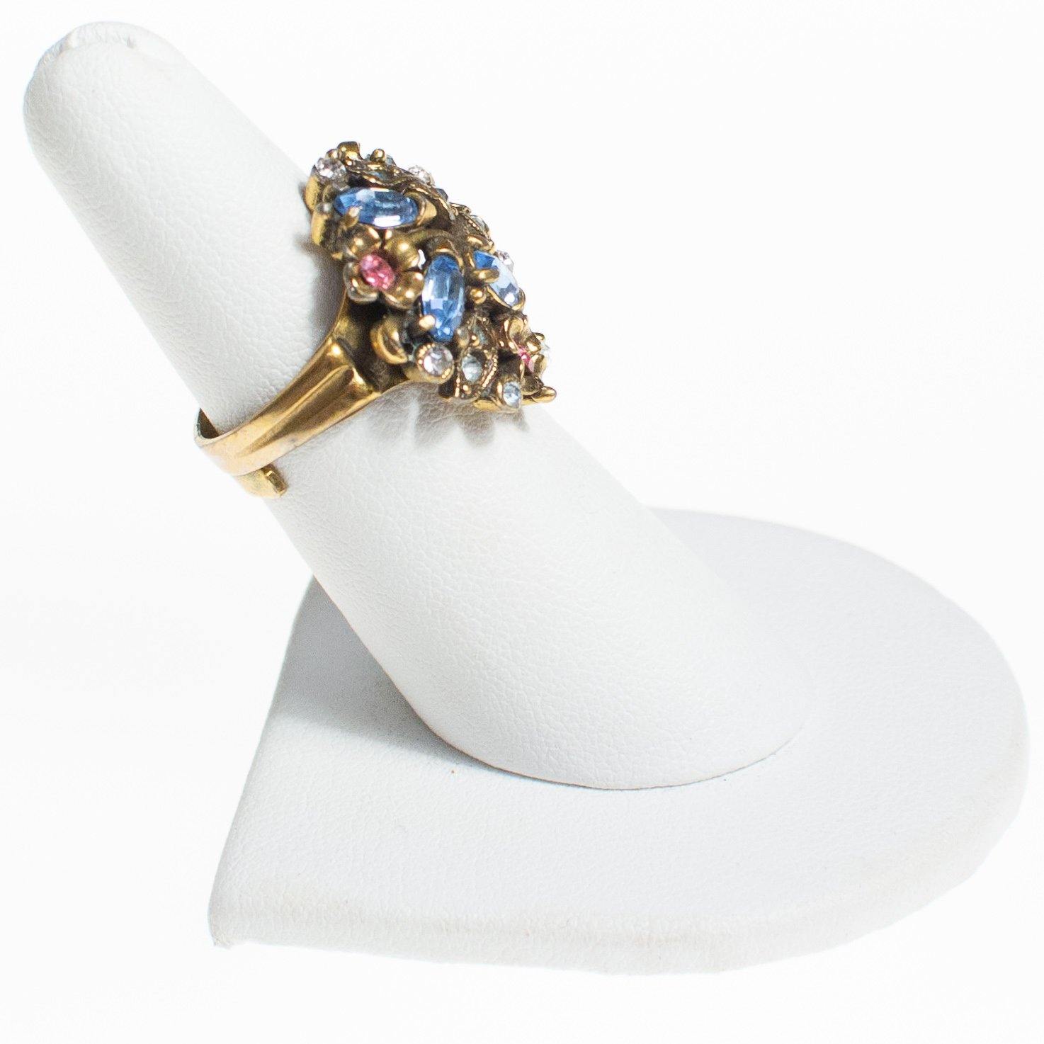 Vintage Hollycraft Pastel Rhinestone Ring by Hollycraft - Vintage Meet Modern Vintage Jewelry - Chicago, Illinois - #oldhollywoodglamour #vintagemeetmodern #designervintage #jewelrybox #antiquejewelry #vintagejewelry