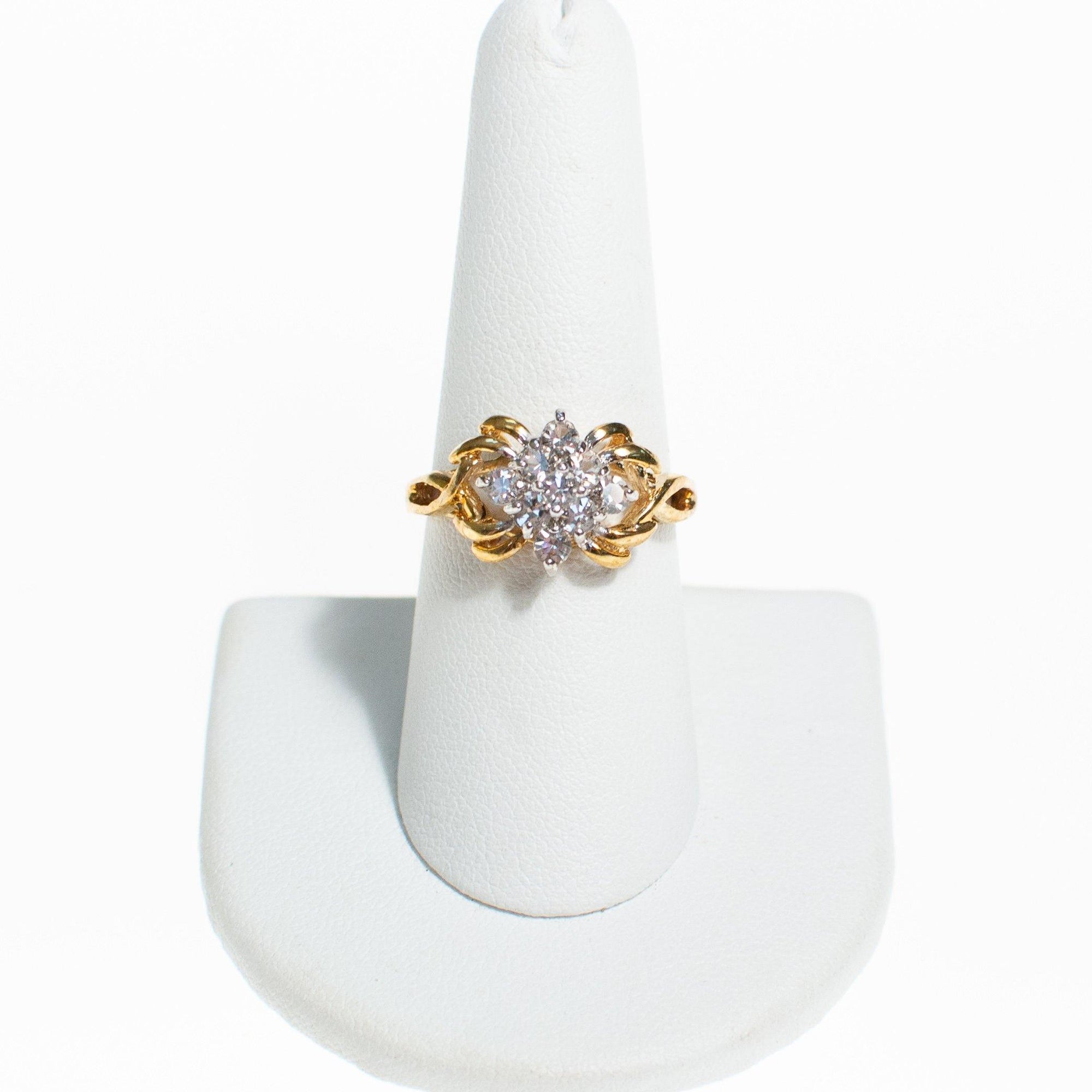 CZ Cluster Cocktail Ring by Vintage Meet Modern - Vintage Meet Modern Vintage Jewelry - Chicago, Illinois - #oldhollywoodglamour #vintagemeetmodern #designervintage #jewelrybox #antiquejewelry #vintagejewelry