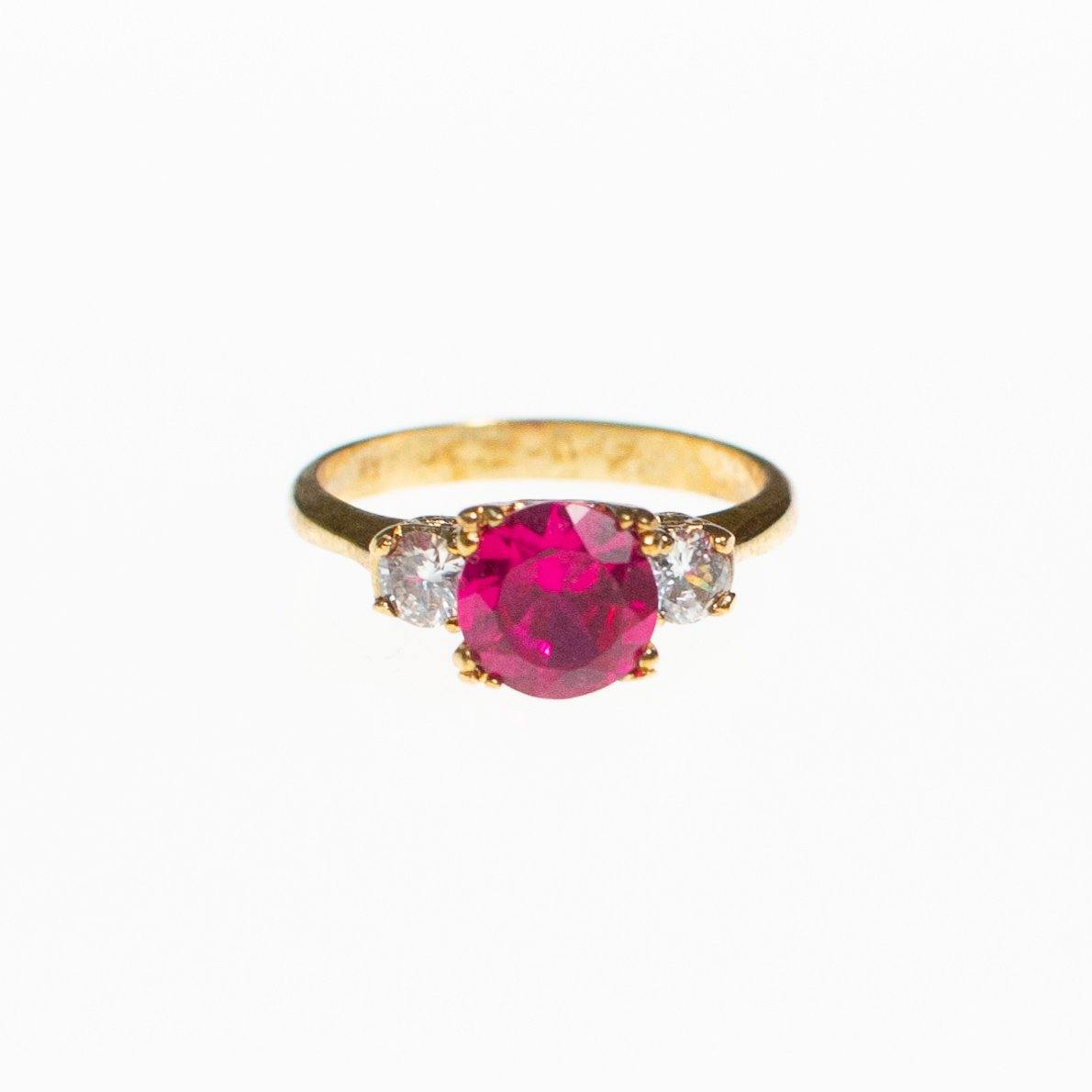 Rubelite Crystal Statement Ring with Diamante Accents