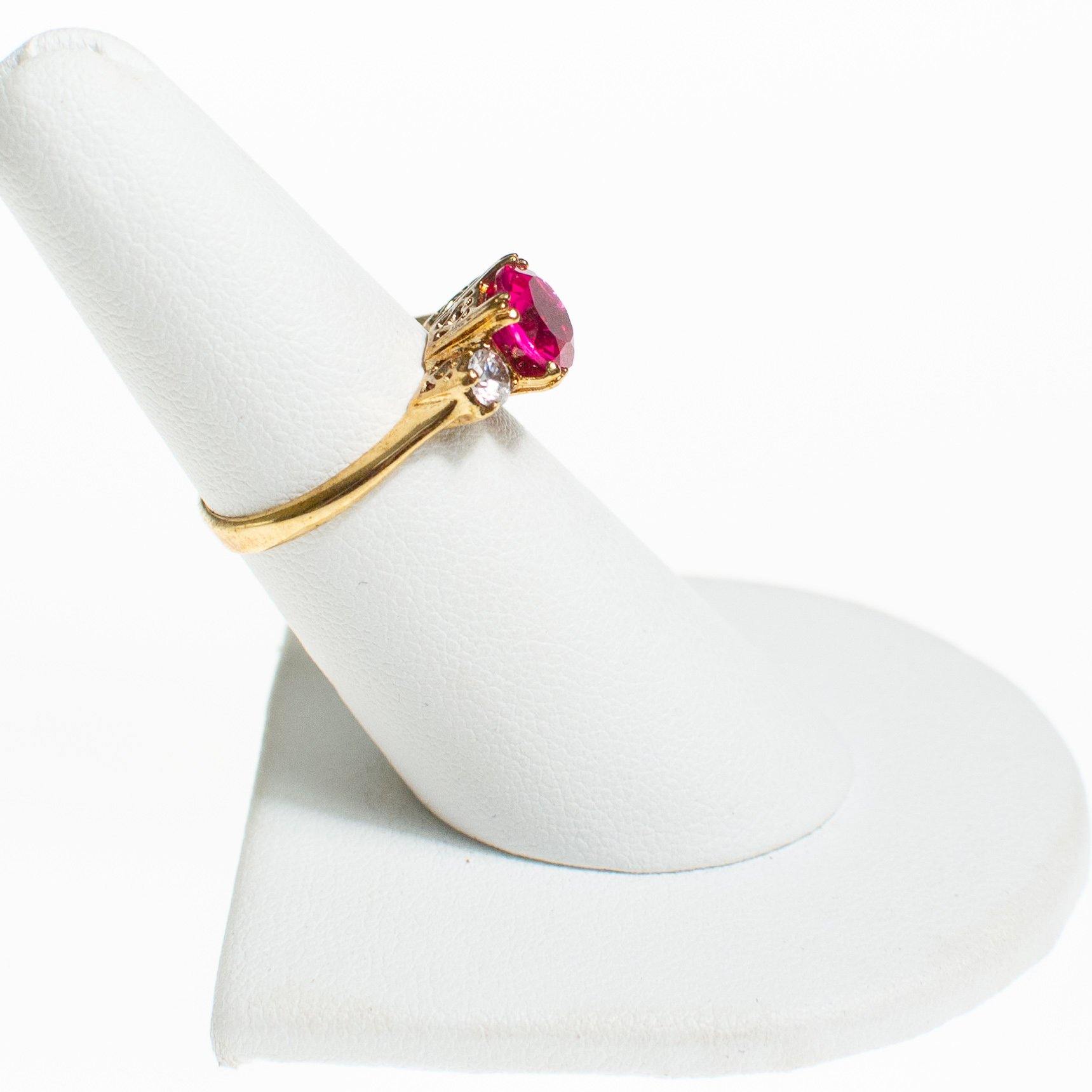 Rubelite Crystal Statement Ring with Diamante Accents by Vintage Meet Modern - Vintage Meet Modern Vintage Jewelry - Chicago, Illinois - #oldhollywoodglamour #vintagemeetmodern #designervintage #jewelrybox #antiquejewelry #vintagejewelry