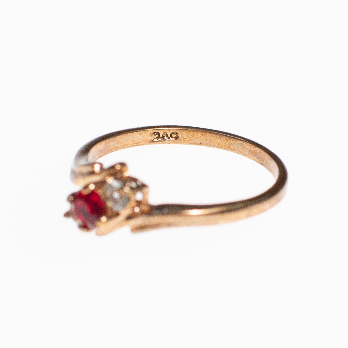 3 Stone Statement Ring with Garnet and Diamante Crystal by Vintage Meet Modern - Vintage Meet Modern Vintage Jewelry - Chicago, Illinois - #oldhollywoodglamour #vintagemeetmodern #designervintage #jewelrybox #antiquejewelry #vintagejewelry