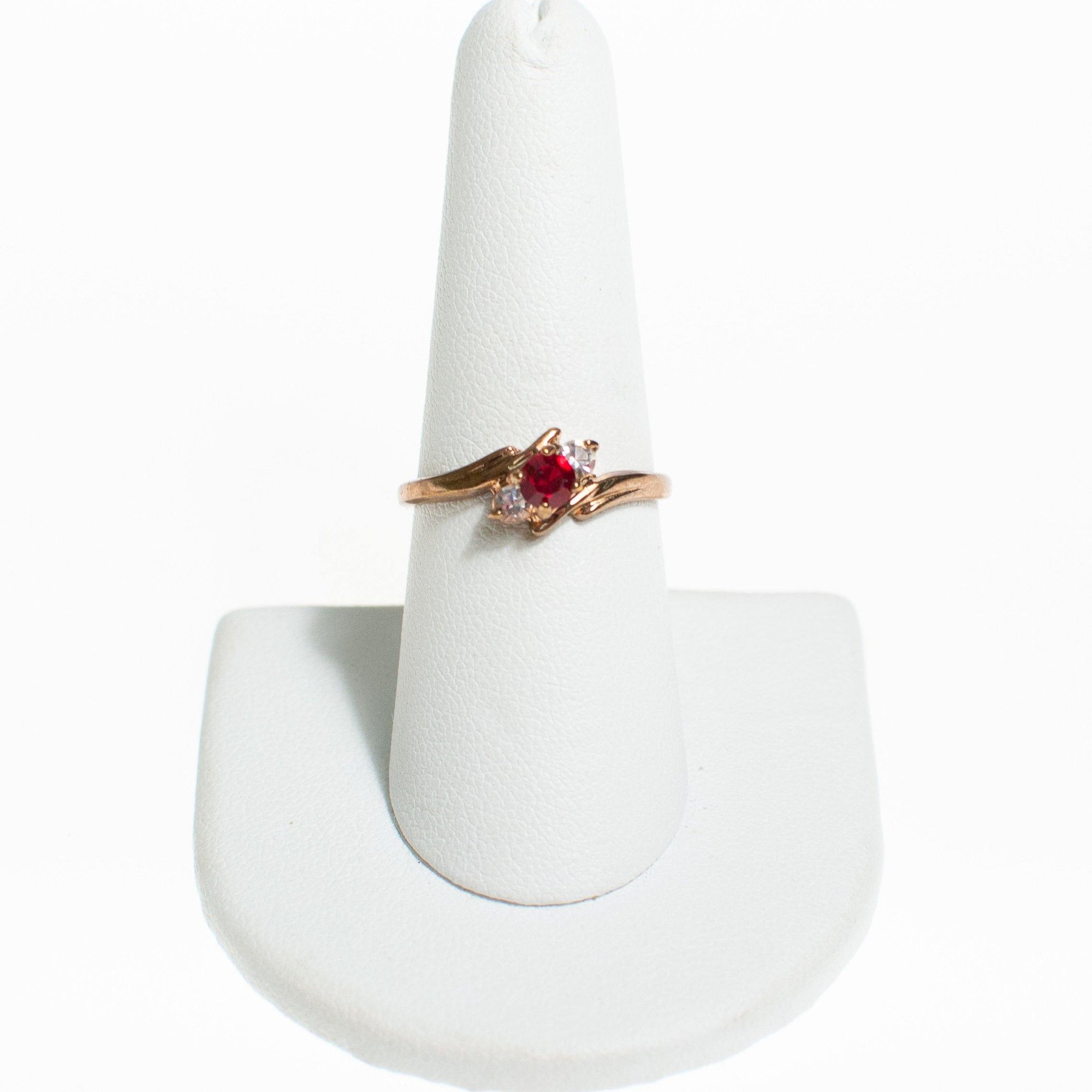 3 Stone Statement Ring with Garnet and Diamante Crystal by Vintage Meet Modern - Vintage Meet Modern Vintage Jewelry - Chicago, Illinois - #oldhollywoodglamour #vintagemeetmodern #designervintage #jewelrybox #antiquejewelry #vintagejewelry