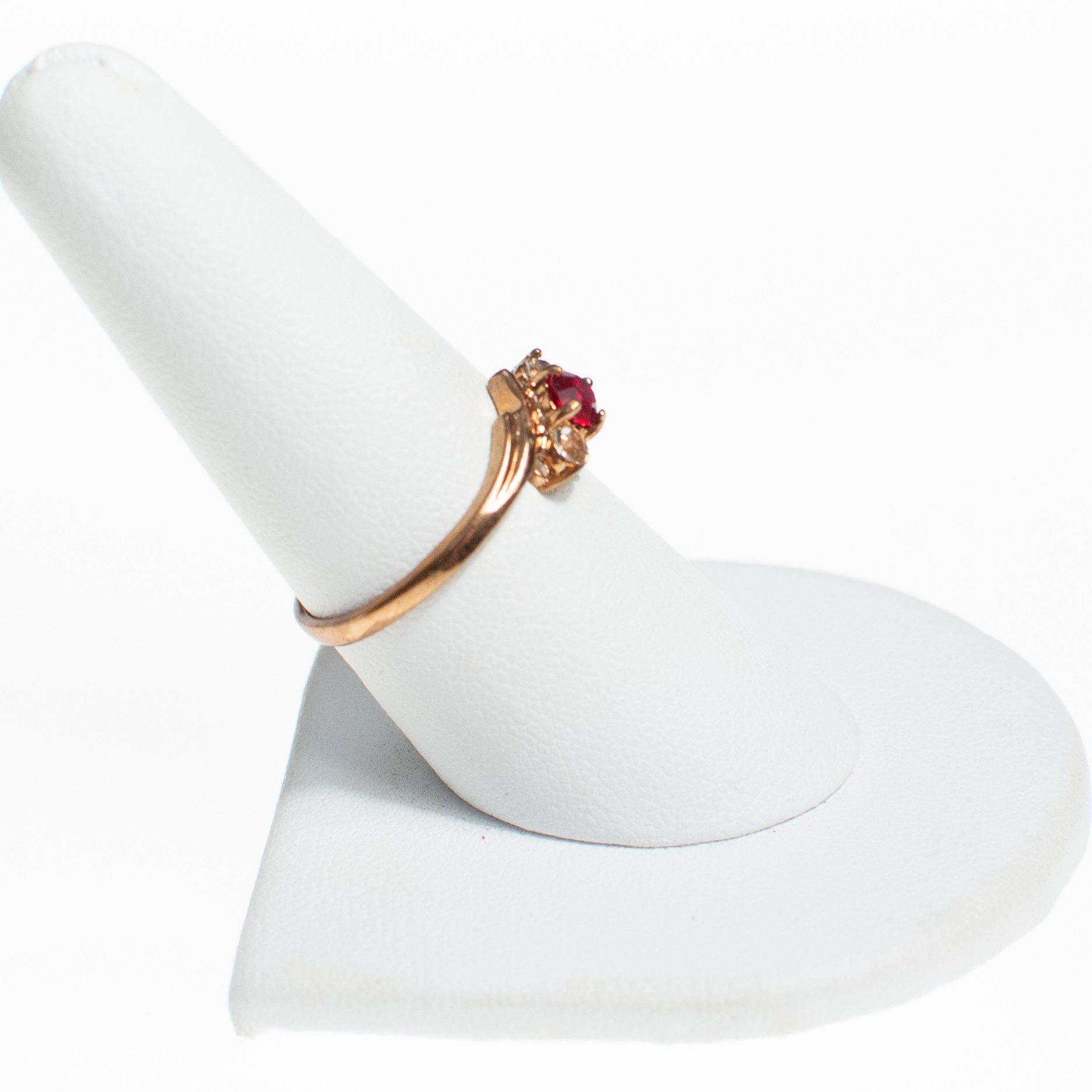 3 Stone Statement Ring with Garnet and Diamante Crystal by Vintage Meet Modern - Vintage Meet Modern Vintage Jewelry - Chicago, Illinois - #oldhollywoodglamour #vintagemeetmodern #designervintage #jewelrybox #antiquejewelry #vintagejewelry