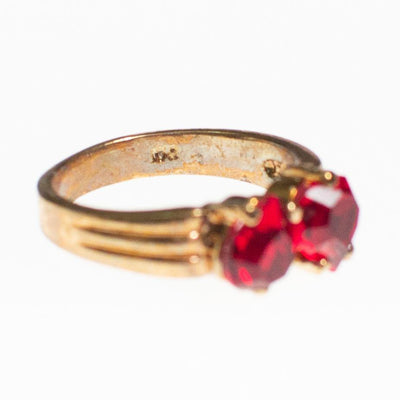 Garnet Crystal Double Heart Band Ring by Vintage Meet Modern  - Vintage Meet Modern Vintage Jewelry - Chicago, Illinois - #oldhollywoodglamour #vintagemeetmodern #designervintage #jewelrybox #antiquejewelry #vintagejewelry