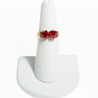 Garnet Crystal Double Heart Band Ring by Vintage Meet Modern  - Vintage Meet Modern Vintage Jewelry - Chicago, Illinois - #oldhollywoodglamour #vintagemeetmodern #designervintage #jewelrybox #antiquejewelry #vintagejewelry