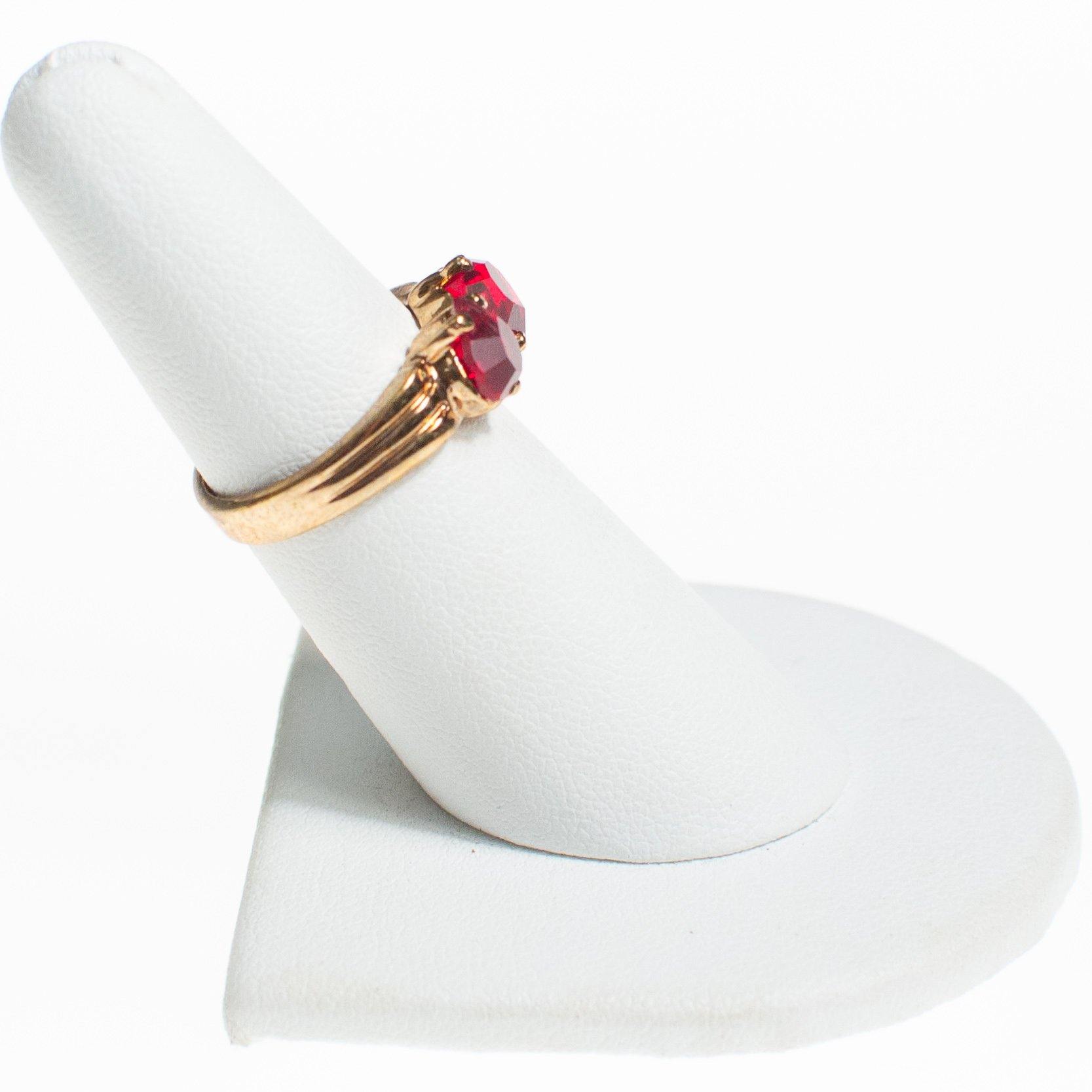 Garnet Crystal Double Heart Band Ring by Vintage Meet Modern - Vintage Meet Modern Vintage Jewelry - Chicago, Illinois - #oldhollywoodglamour #vintagemeetmodern #designervintage #jewelrybox #antiquejewelry #vintagejewelry