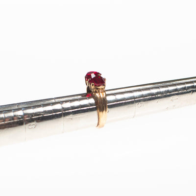 Garnet Crystal Double Heart Band Ring by Vintage Meet Modern - Vintage Meet Modern Vintage Jewelry - Chicago, Illinois - #oldhollywoodglamour #vintagemeetmodern #designervintage #jewelrybox #antiquejewelry #vintagejewelry