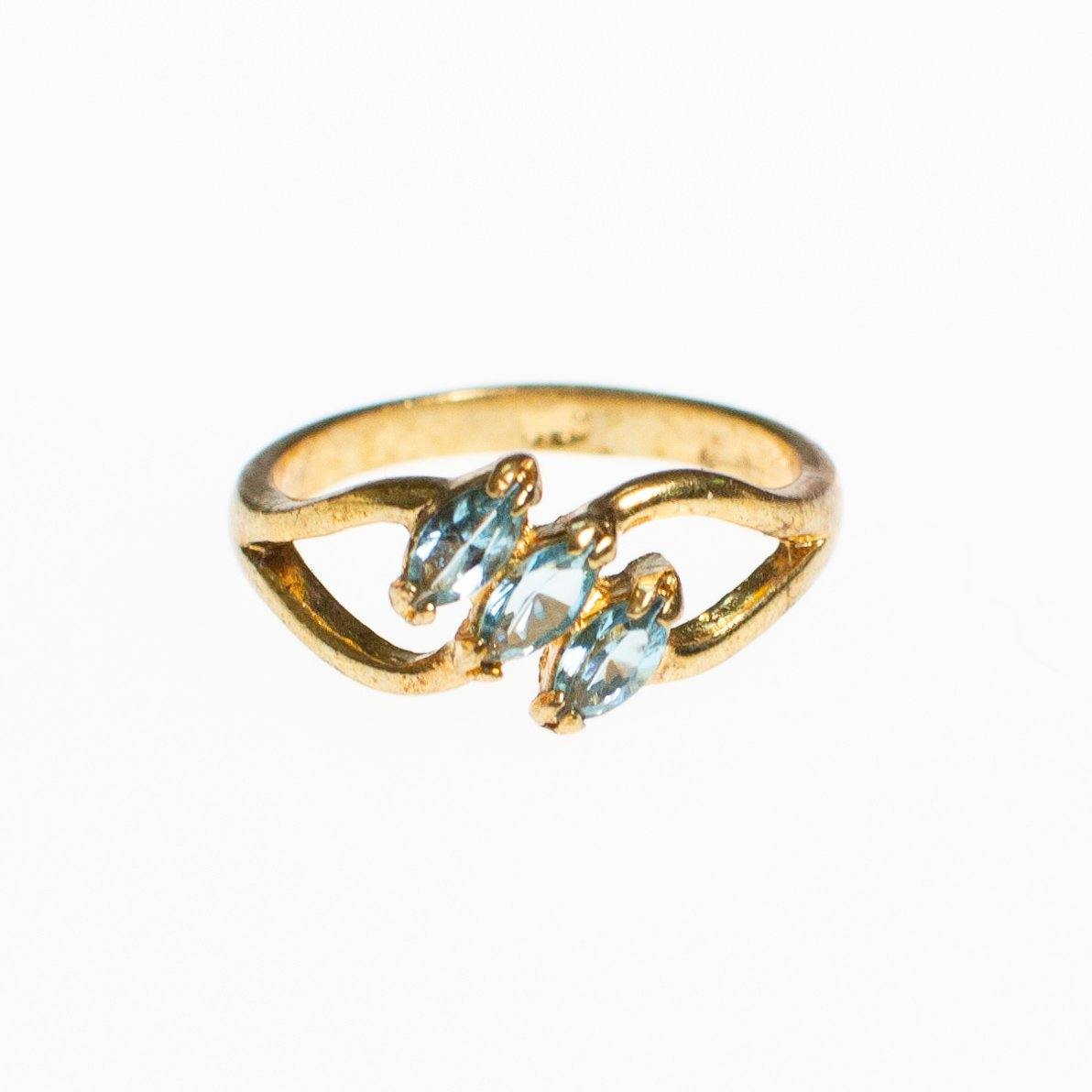 Blue Topaz Crystal Three Stone Ring