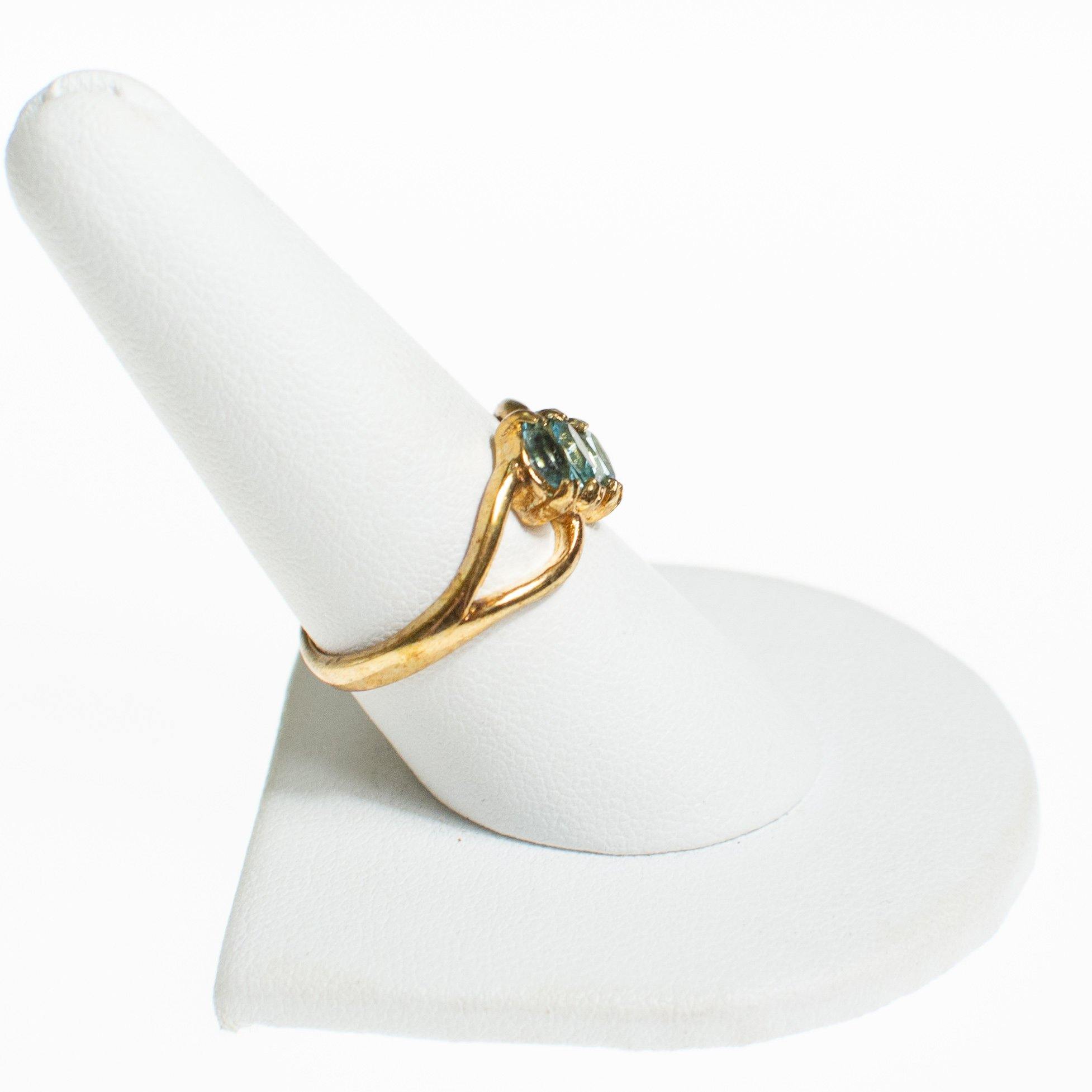 Blue Topaz Crystal Three Stone Ring by Vintage Meet Modern - Vintage Meet Modern Vintage Jewelry - Chicago, Illinois - #oldhollywoodglamour #vintagemeetmodern #designervintage #jewelrybox #antiquejewelry #vintagejewelry