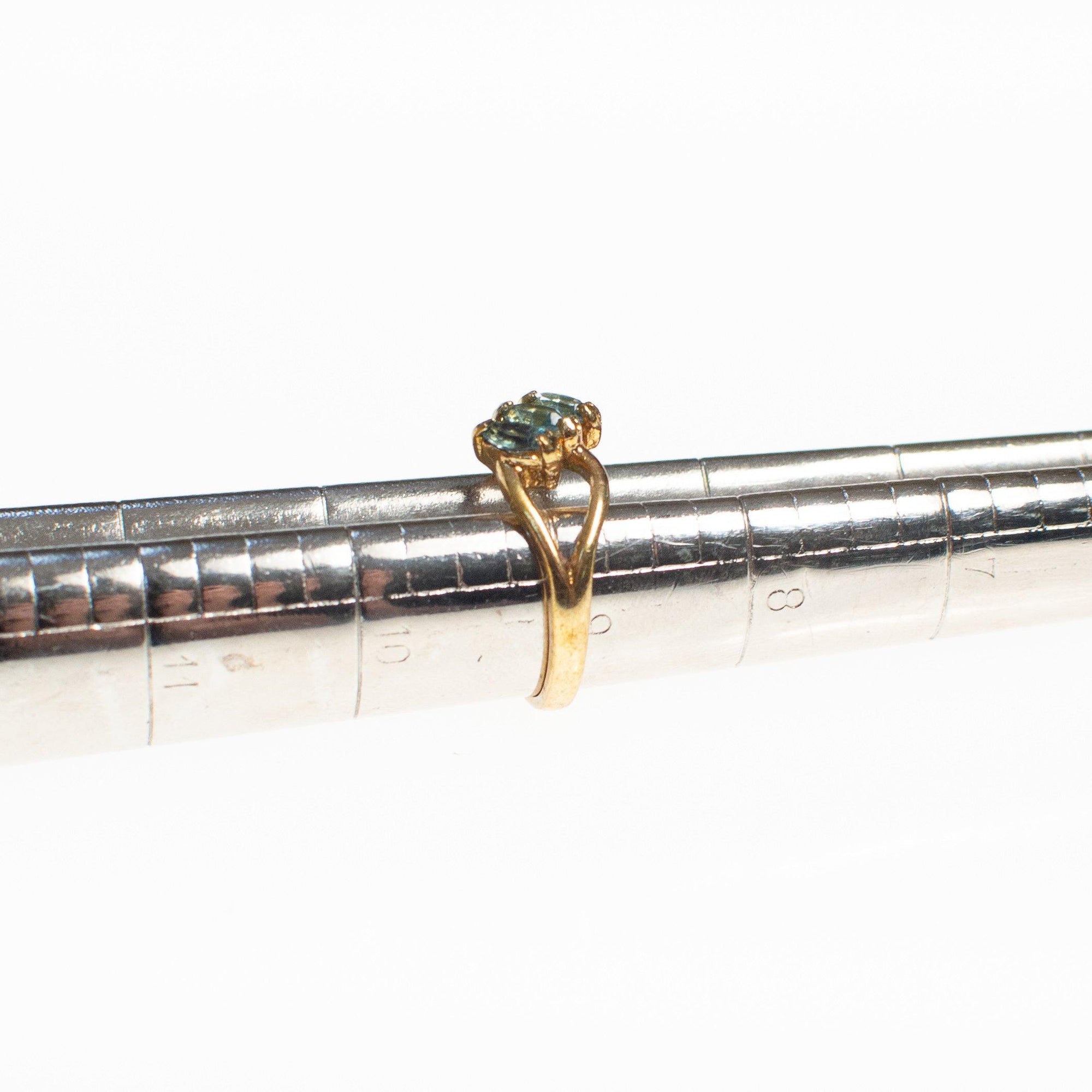 Blue Topaz Crystal Three Stone Ring by Vintage Meet Modern - Vintage Meet Modern Vintage Jewelry - Chicago, Illinois - #oldhollywoodglamour #vintagemeetmodern #designervintage #jewelrybox #antiquejewelry #vintagejewelry