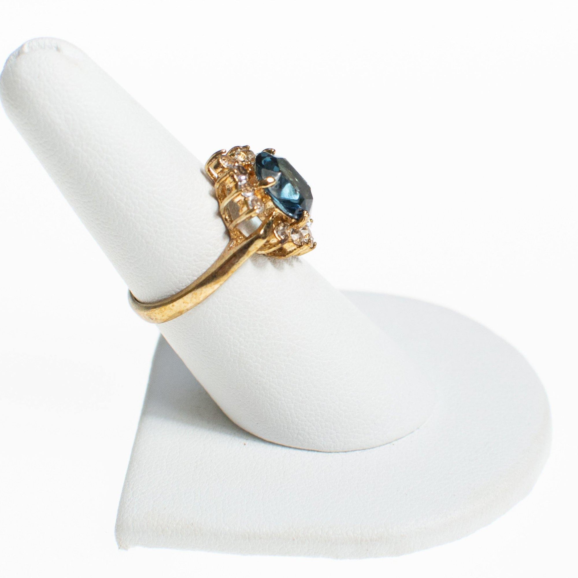 Blue Topaz Crystal, Diamante Crystal in a Princess Setting by Vintage Meet Modern - Vintage Meet Modern Vintage Jewelry - Chicago, Illinois - #oldhollywoodglamour #vintagemeetmodern #designervintage #jewelrybox #antiquejewelry #vintagejewelry