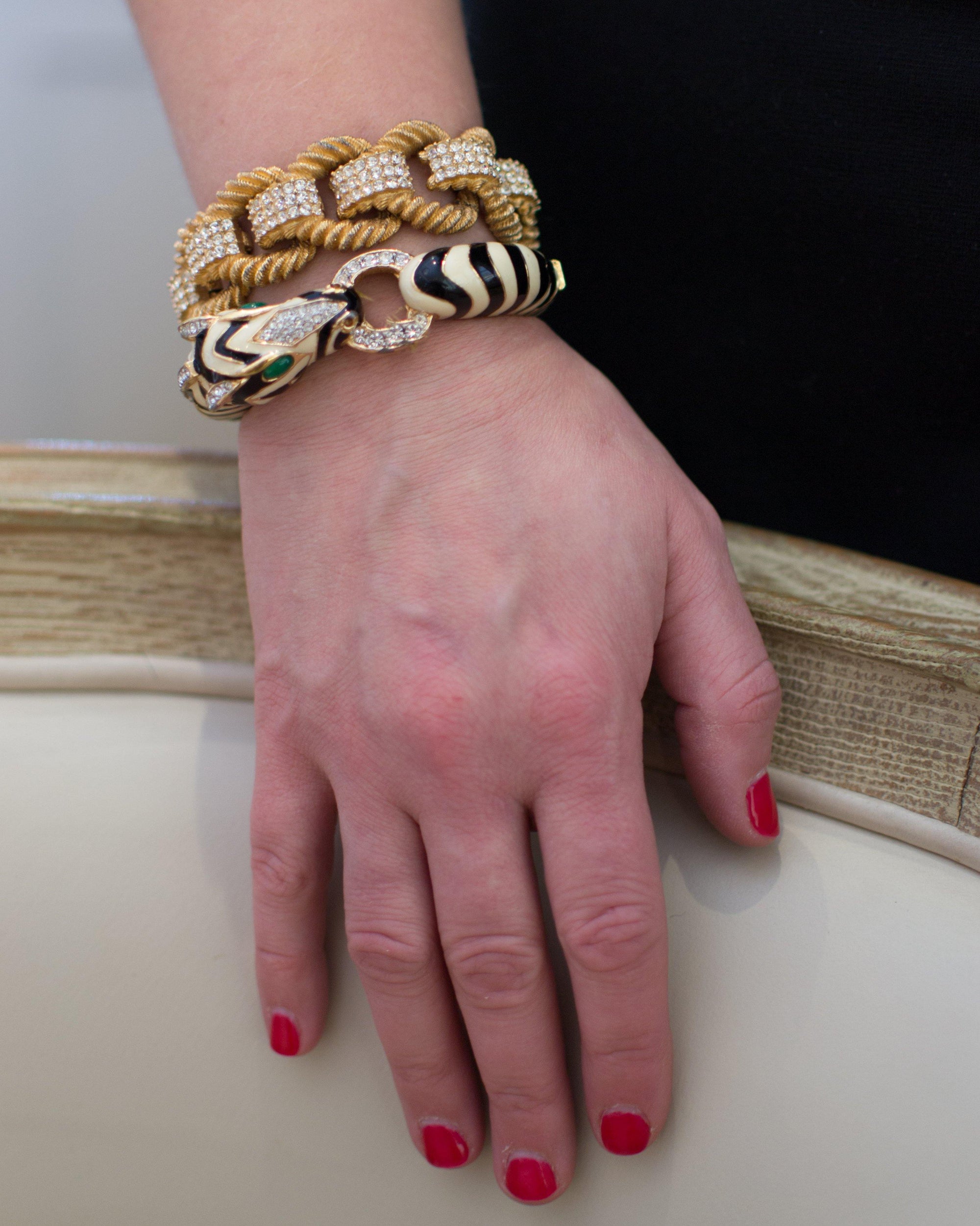 Ciner Zebra Bracelet by Ciner - Vintage Meet Modern Vintage Jewelry - Chicago, Illinois - #oldhollywoodglamour #vintagemeetmodern #designervintage #jewelrybox #antiquejewelry #vintagejewelry
