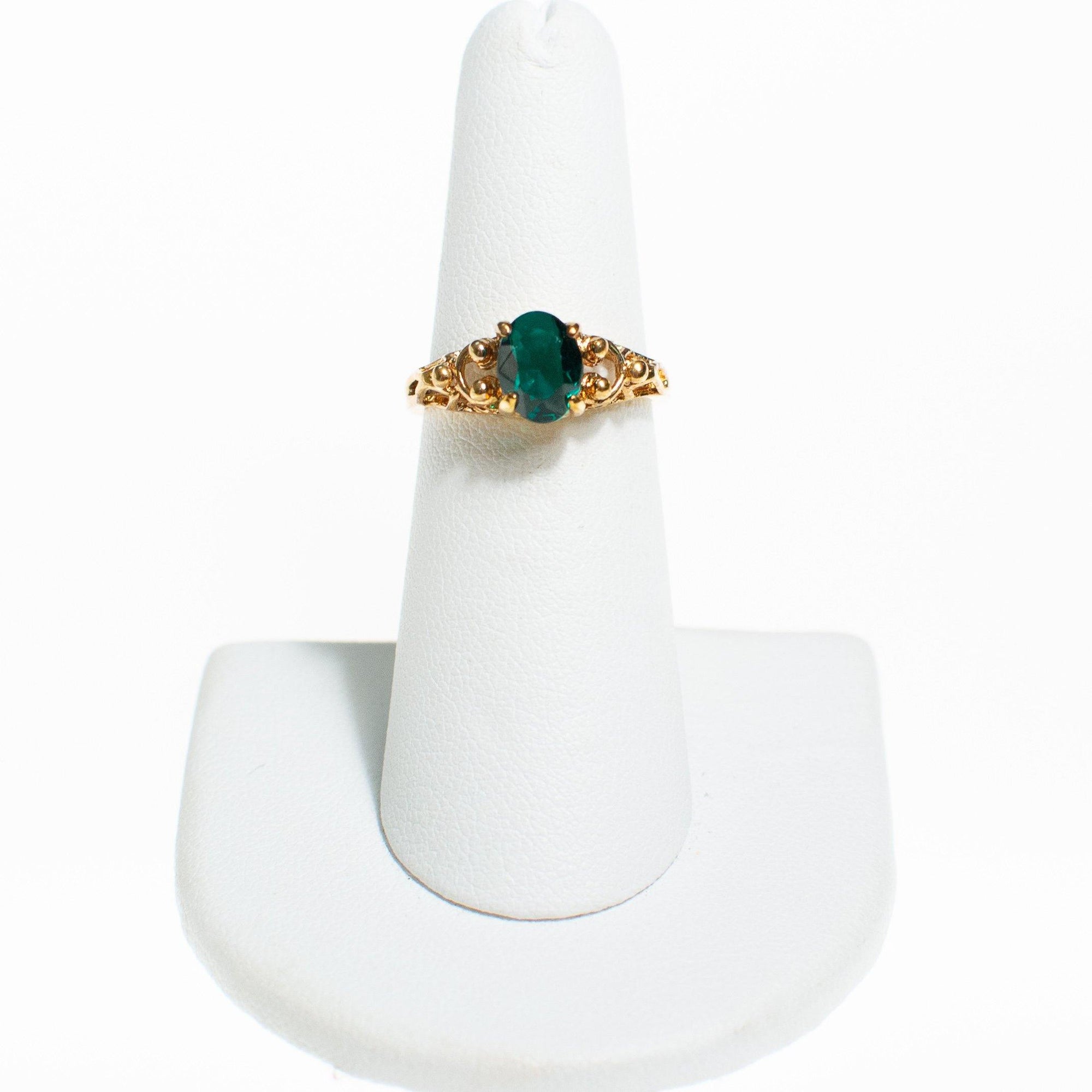 Oval Cut Emerald Crystal Cocktail Ring by Vintage Meet Modern - Vintage Meet Modern Vintage Jewelry - Chicago, Illinois - #oldhollywoodglamour #vintagemeetmodern #designervintage #jewelrybox #antiquejewelry #vintagejewelry