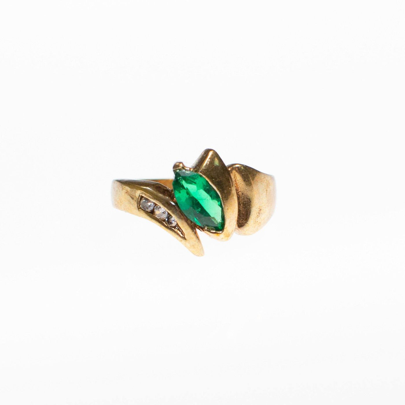 Emerald Green Crystal Statement Ring with Diamante Crystal Accents