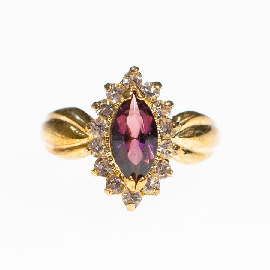 Amethyst Crystal Marquise Cut Princess Style Statement Ring by Vintage Meet Modern - Vintage Meet Modern Vintage Jewelry - Chicago, Illinois - #oldhollywoodglamour #vintagemeetmodern #designervintage #jewelrybox #antiquejewelry #vintagejewelry