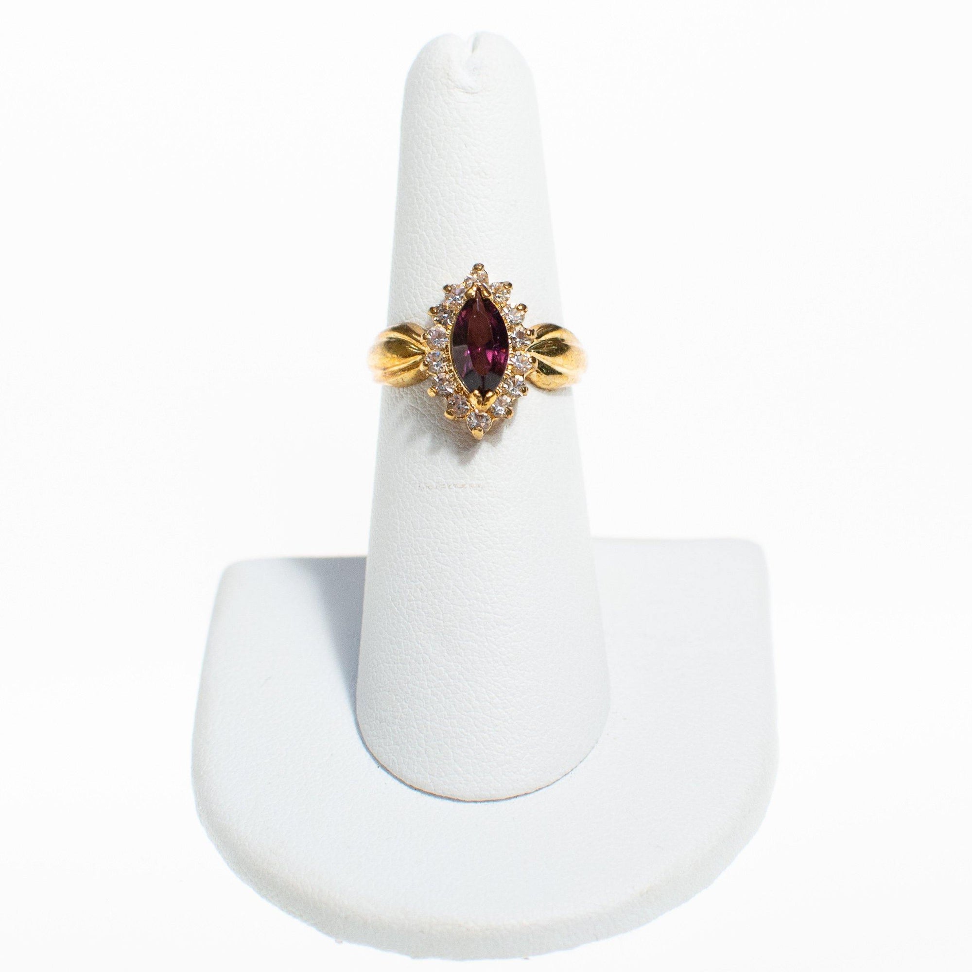 Amethyst Crystal Marquise Cut Princess Style Statement Ring by Vintage Meet Modern - Vintage Meet Modern Vintage Jewelry - Chicago, Illinois - #oldhollywoodglamour #vintagemeetmodern #designervintage #jewelrybox #antiquejewelry #vintagejewelry