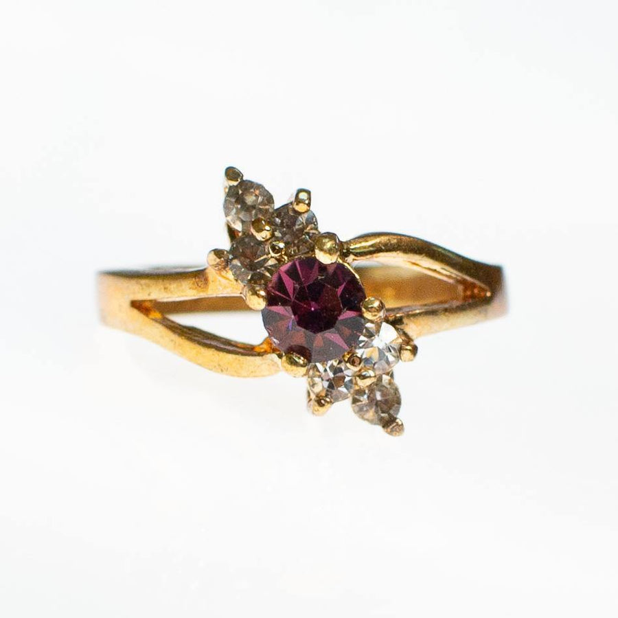 Amethyst Crystal and Diamante Crystal Statement Ring by Vintage Meet Modern - Vintage Meet Modern Vintage Jewelry - Chicago, Illinois - #oldhollywoodglamour #vintagemeetmodern #designervintage #jewelrybox #antiquejewelry #vintagejewelry