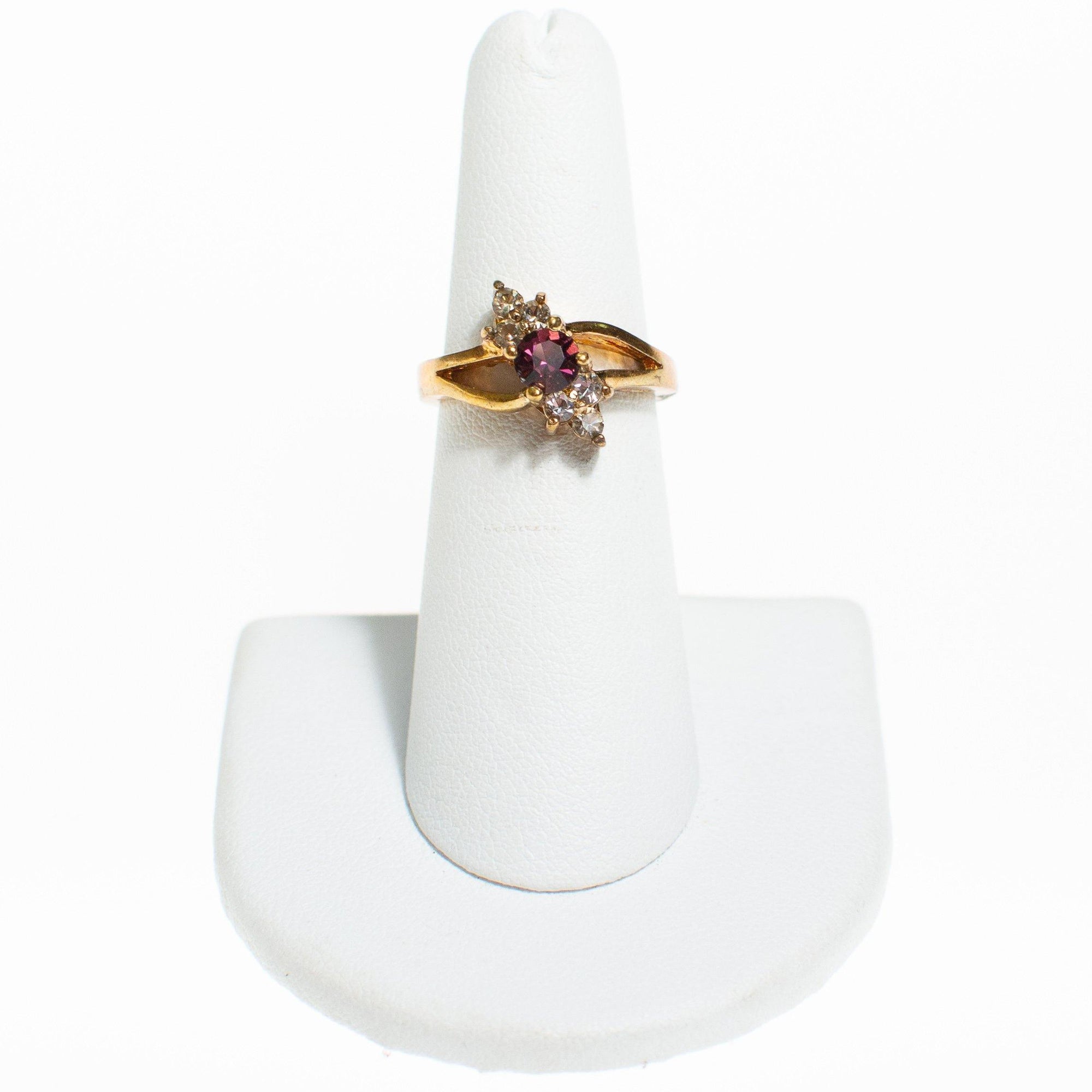 Amethyst Crystal and Diamante Crystal Statement Ring by Vintage Meet Modern - Vintage Meet Modern Vintage Jewelry - Chicago, Illinois - #oldhollywoodglamour #vintagemeetmodern #designervintage #jewelrybox #antiquejewelry #vintagejewelry