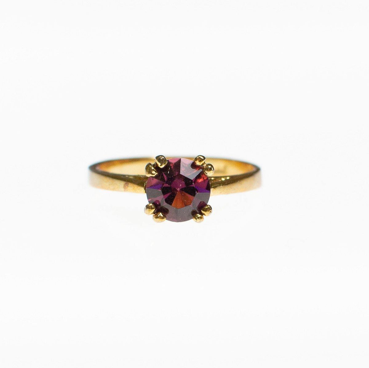 Amethyst Crystal Solitaire Ring