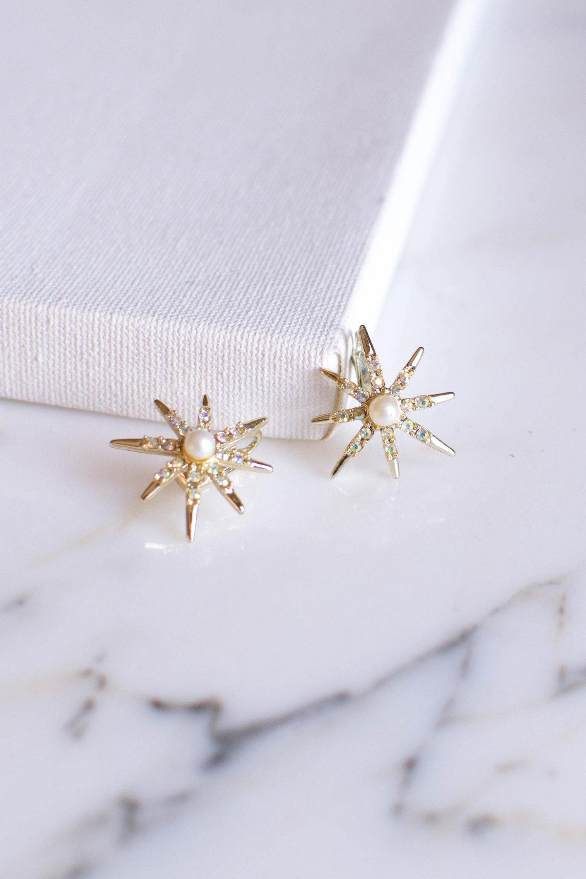 Judy Lee Gold Rhinestone Star Earrings