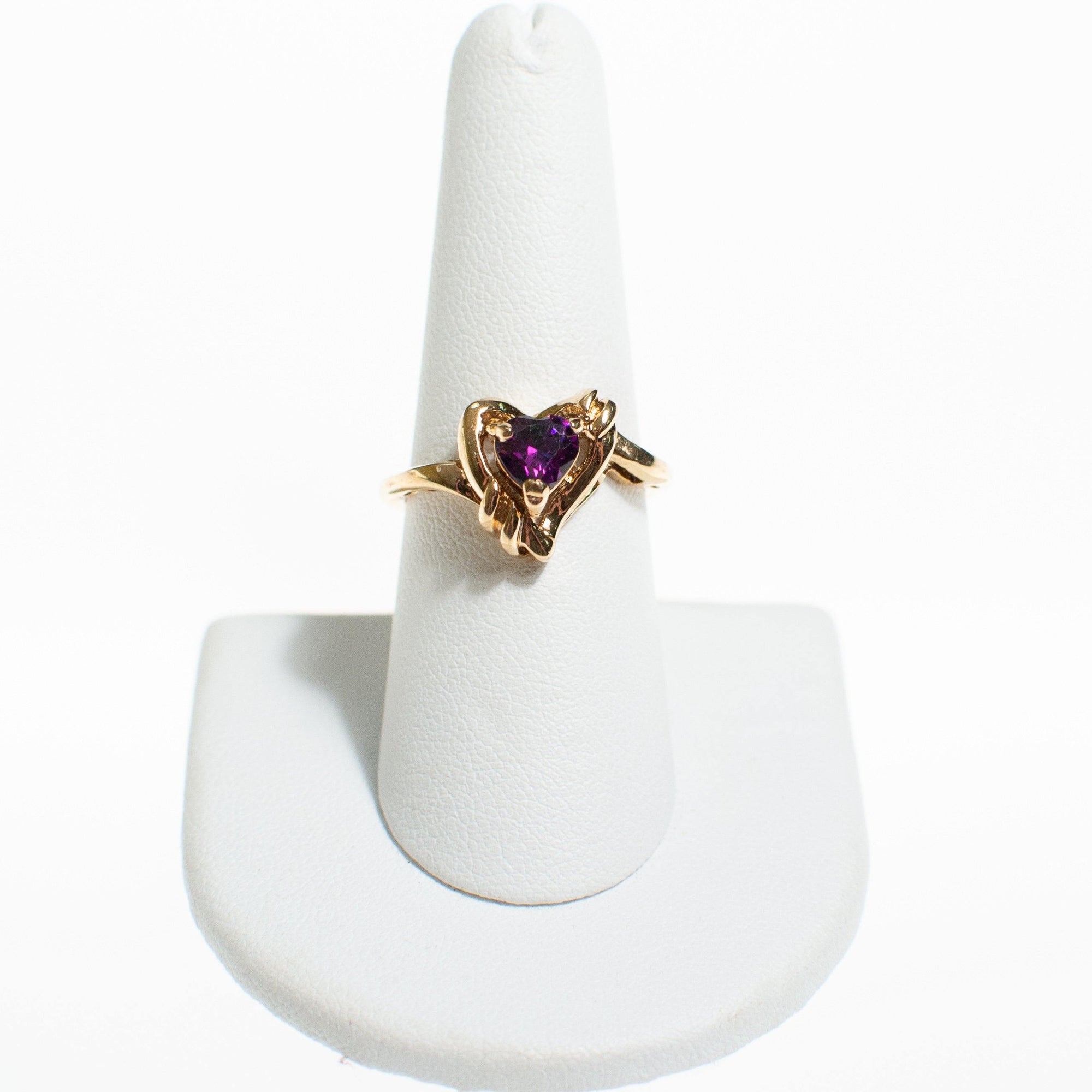 Purple Crystal Heart Shaped Statement Ring/ Gold Tone by Vintage Meet Modern - Vintage Meet Modern Vintage Jewelry - Chicago, Illinois - #oldhollywoodglamour #vintagemeetmodern #designervintage #jewelrybox #antiquejewelry #vintagejewelry