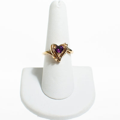 Purple Crystal Heart Shaped Statement Ring/ Gold Tone by Vintage Meet Modern  - Vintage Meet Modern Vintage Jewelry - Chicago, Illinois - #oldhollywoodglamour #vintagemeetmodern #designervintage #jewelrybox #antiquejewelry #vintagejewelry
