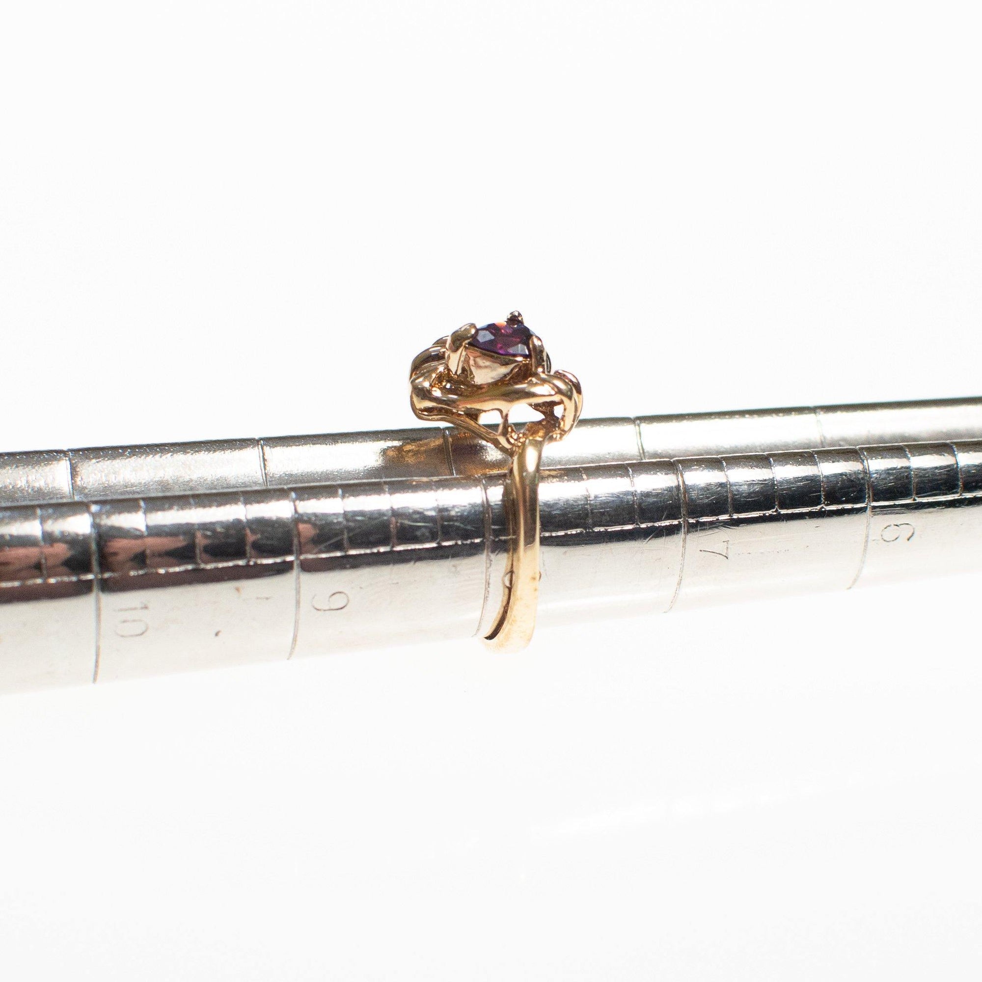 Purple Crystal Heart Shaped Statement Ring/ Gold Tone by Vintage Meet Modern - Vintage Meet Modern Vintage Jewelry - Chicago, Illinois - #oldhollywoodglamour #vintagemeetmodern #designervintage #jewelrybox #antiquejewelry #vintagejewelry