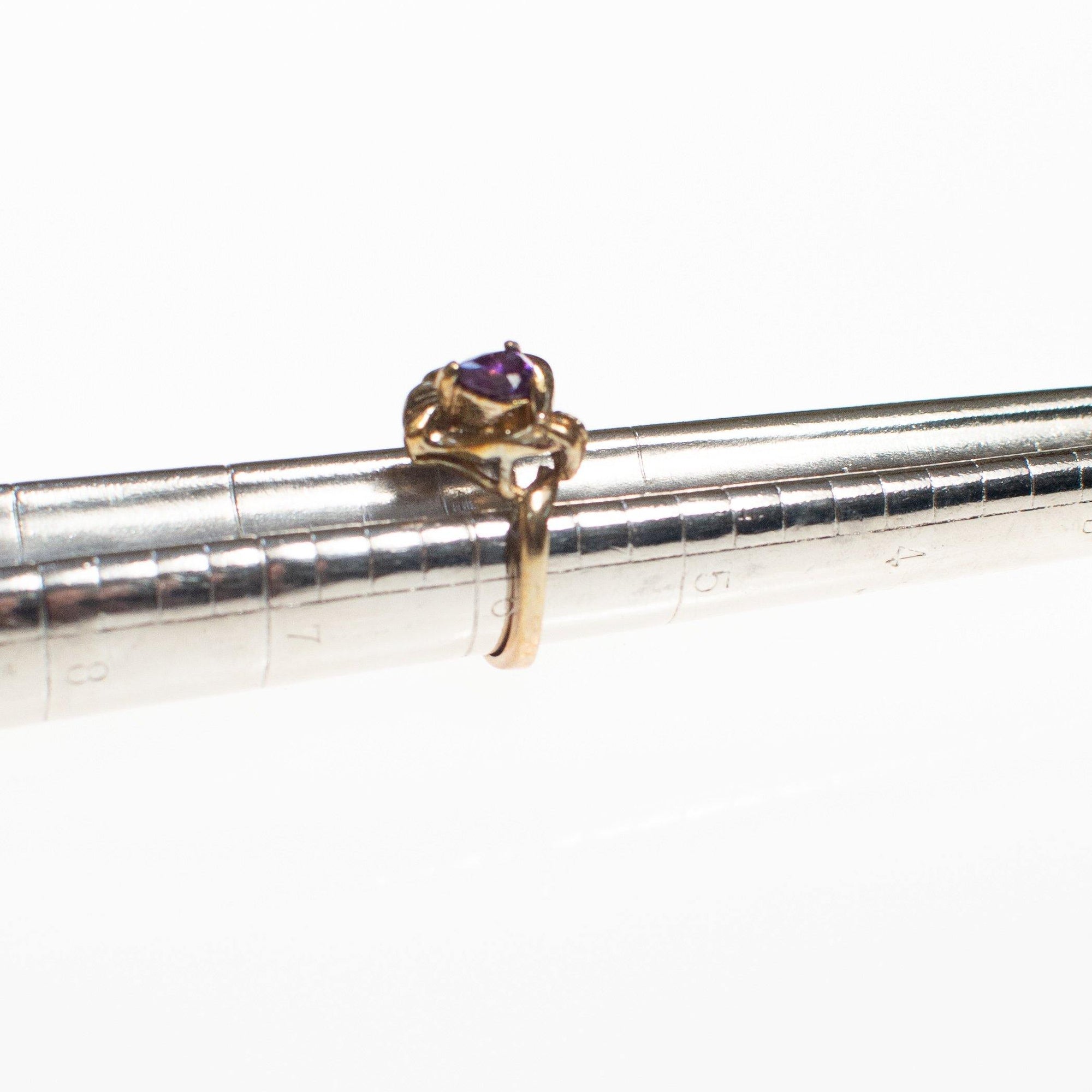 Purple Crystal Heart Shaped Statement Ring/ Gold Tone by Vintage Meet Modern - Vintage Meet Modern Vintage Jewelry - Chicago, Illinois - #oldhollywoodglamour #vintagemeetmodern #designervintage #jewelrybox #antiquejewelry #vintagejewelry