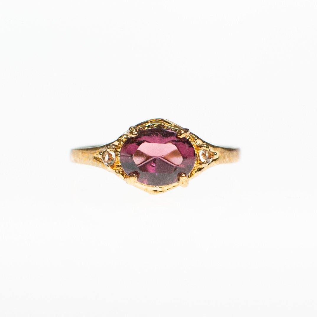 Amethyst Crystal, East/West Oval Setting, Diamante Crystal Accents