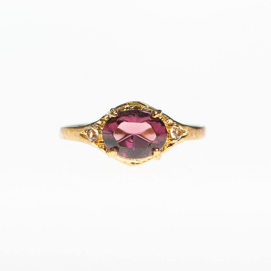 Amethyst Crystal, East/West Oval Setting, Diamante Crystal Accents by Vintage Meet Modern - Vintage Meet Modern Vintage Jewelry - Chicago, Illinois - #oldhollywoodglamour #vintagemeetmodern #designervintage #jewelrybox #antiquejewelry #vintagejewelry