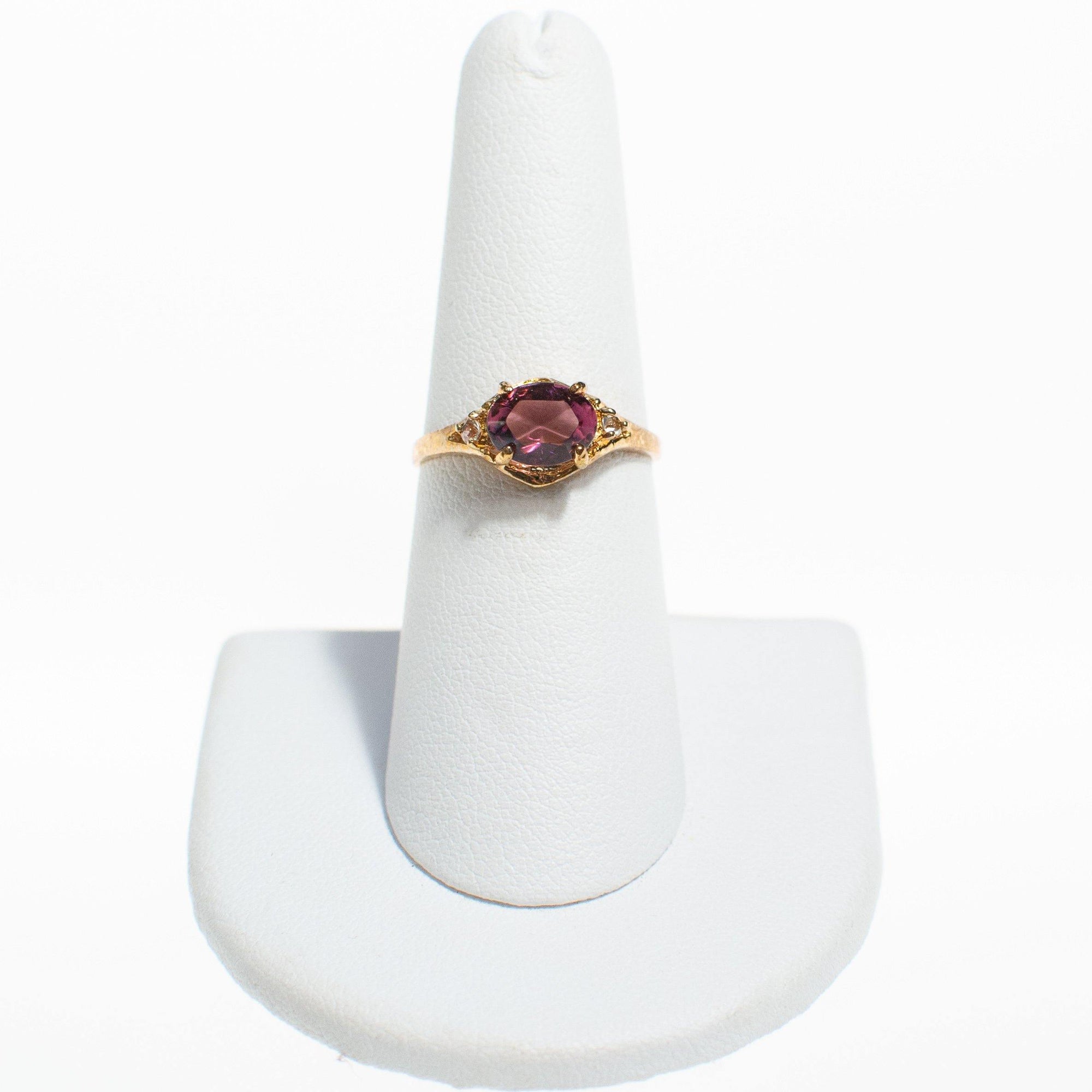 Amethyst Crystal, East/West Oval Setting, Diamante Crystal Accents by Vintage Meet Modern - Vintage Meet Modern Vintage Jewelry - Chicago, Illinois - #oldhollywoodglamour #vintagemeetmodern #designervintage #jewelrybox #antiquejewelry #vintagejewelry