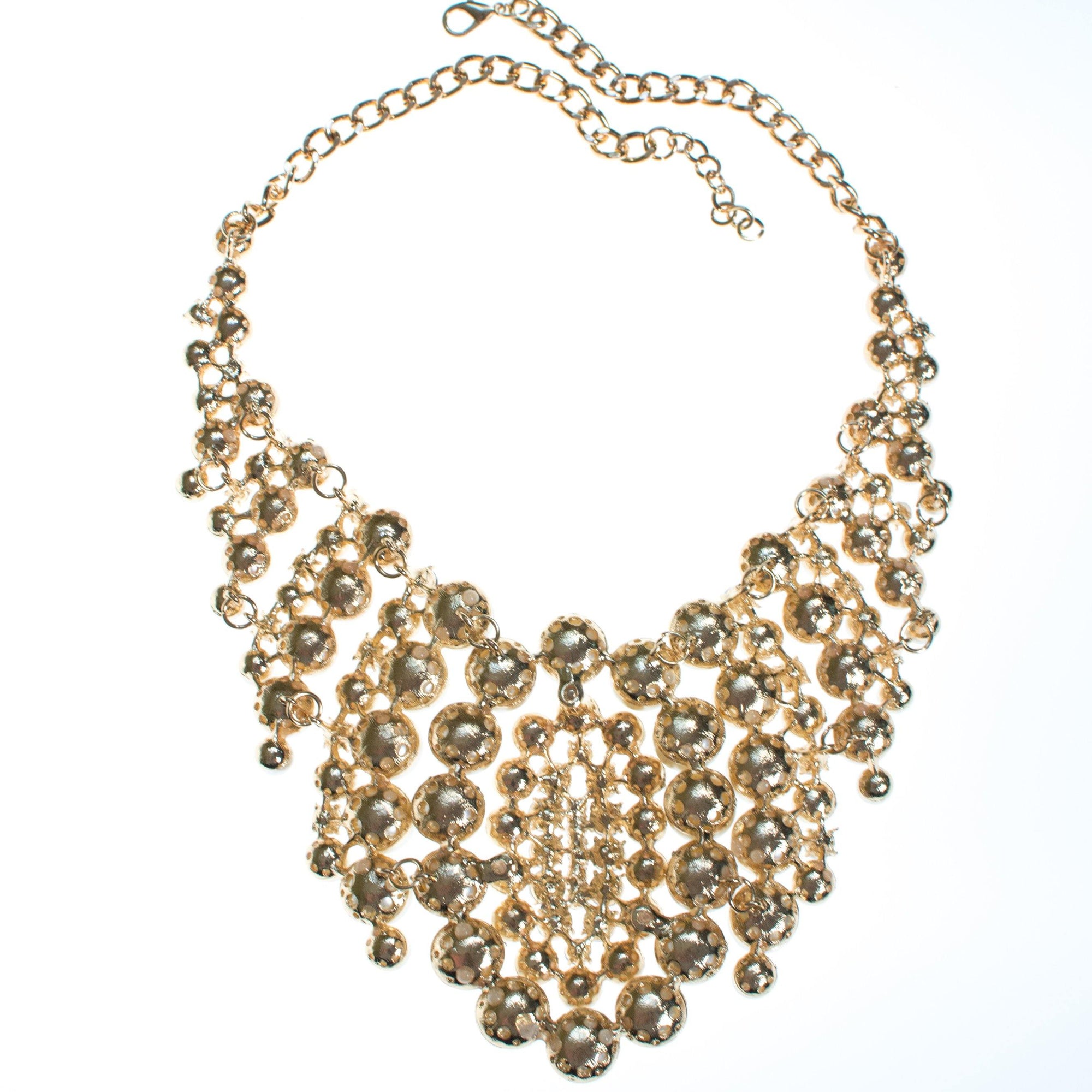 Audrey Pearl and Rhinestone Bib Statement Necklace by Vintage Meet Modern - Vintage Meet Modern Vintage Jewelry - Chicago, Illinois - #oldhollywoodglamour #vintagemeetmodern #designervintage #jewelrybox #antiquejewelry #vintagejewelry