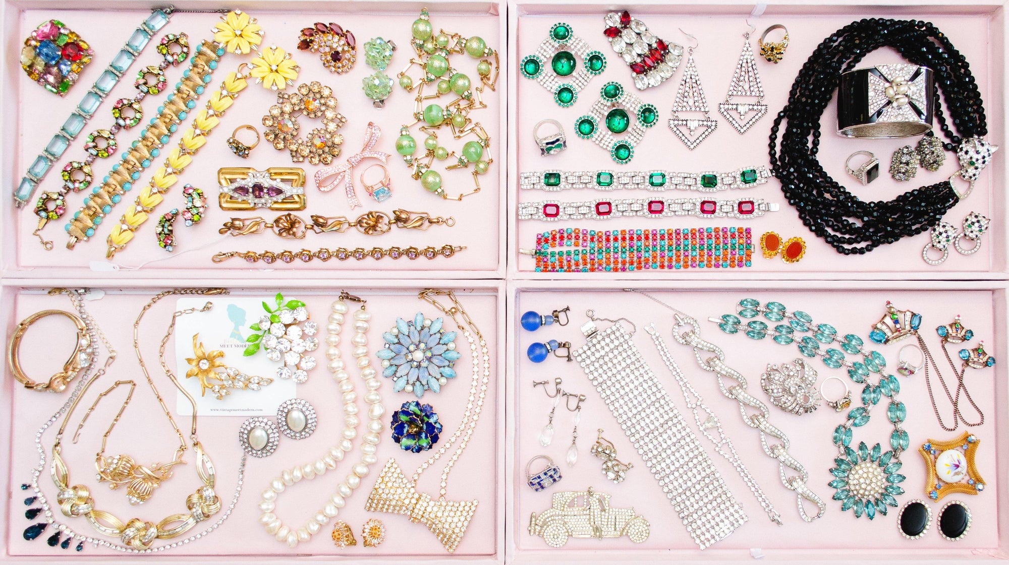 Art Deco Emerald Cabochon and Diamante Rhinestone Statement Earrings by Vintage Meet Modern - Vintage Meet Modern Vintage Jewelry - Chicago, Illinois - #oldhollywoodglamour #vintagemeetmodern #designervintage #jewelrybox #antiquejewelry #vintagejewelry