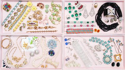 Art Deco Emerald Cabochon and Diamante Rhinestone Statement Earrings by Vintage Meet Modern  - Vintage Meet Modern Vintage Jewelry - Chicago, Illinois - #oldhollywoodglamour #vintagemeetmodern #designervintage #jewelrybox #antiquejewelry #vintagejewelry