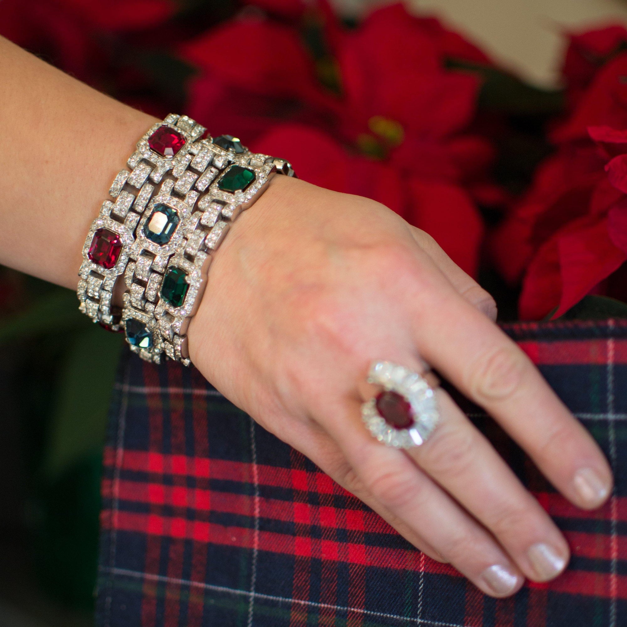 The Great Gatsby Bracelet with Emerald Crystals By Ciner New York by Ciner - Vintage Meet Modern Vintage Jewelry - Chicago, Illinois - #oldhollywoodglamour #vintagemeetmodern #designervintage #jewelrybox #antiquejewelry #vintagejewelry