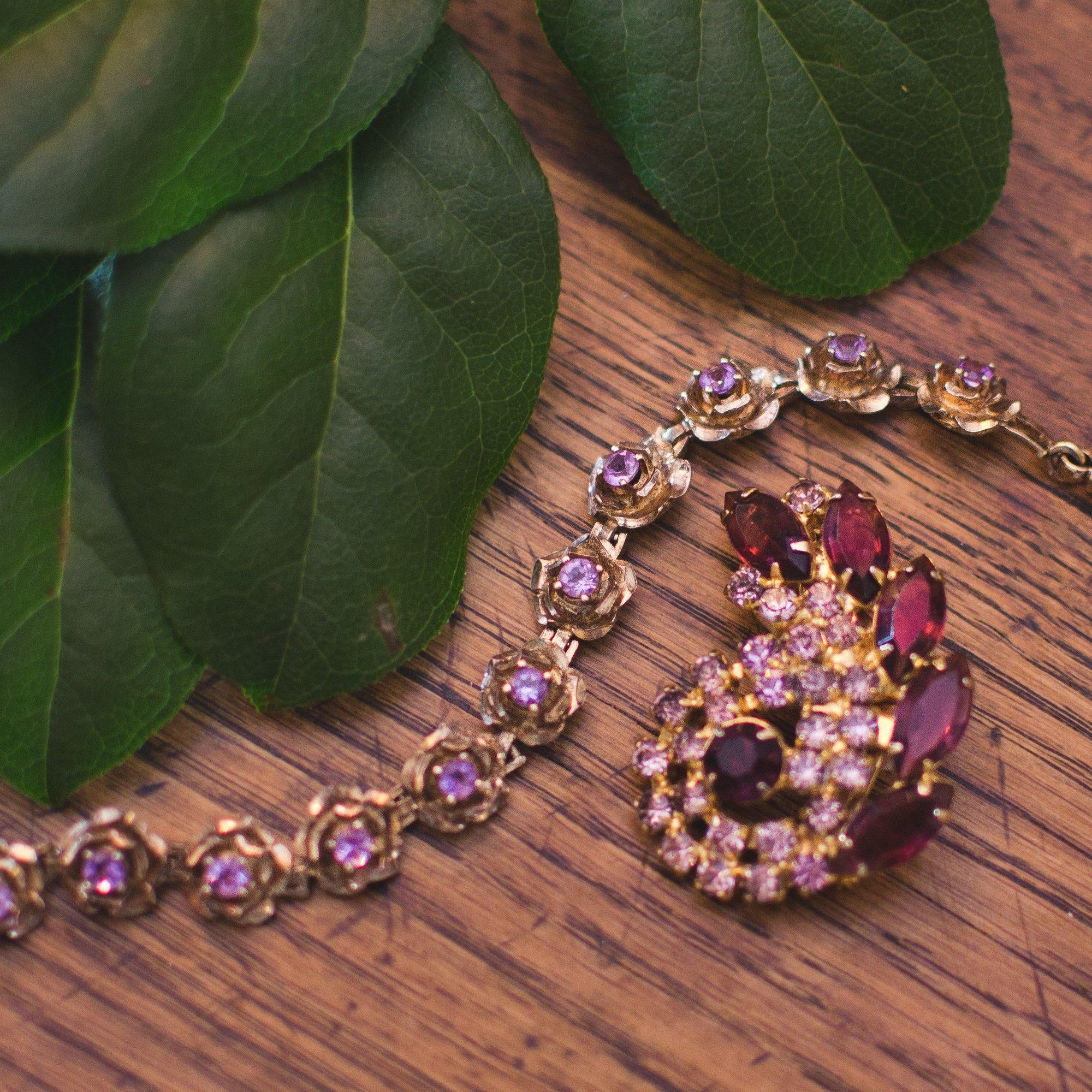 Vintage Purple Rhinestone Brooch by 1960s - Vintage Meet Modern Vintage Jewelry - Chicago, Illinois - #oldhollywoodglamour #vintagemeetmodern #designervintage #jewelrybox #antiquejewelry #vintagejewelry