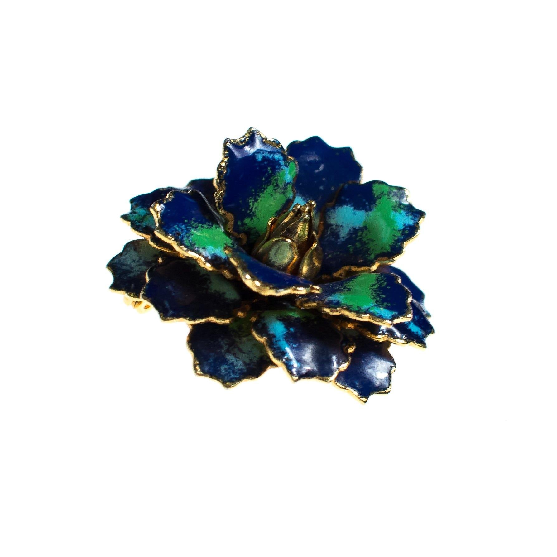 Vintage Blue and Green Enamel Painted Flower Brooch by Vintage Meet Modern - Vintage Meet Modern Vintage Jewelry - Chicago, Illinois - #oldhollywoodglamour #vintagemeetmodern #designervintage #jewelrybox #antiquejewelry #vintagejewelry