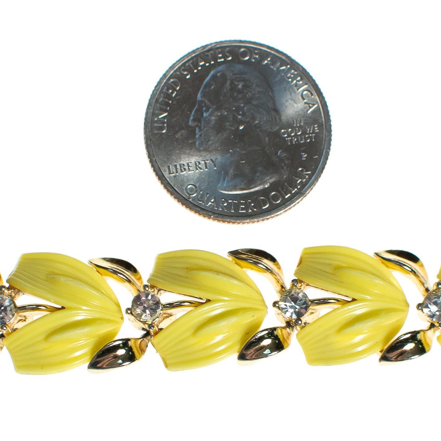 Vintage Lisner Yellow Thermoset Bracelet by Lisner - Vintage Meet Modern Vintage Jewelry - Chicago, Illinois - #oldhollywoodglamour #vintagemeetmodern #designervintage #jewelrybox #antiquejewelry #vintagejewelry
